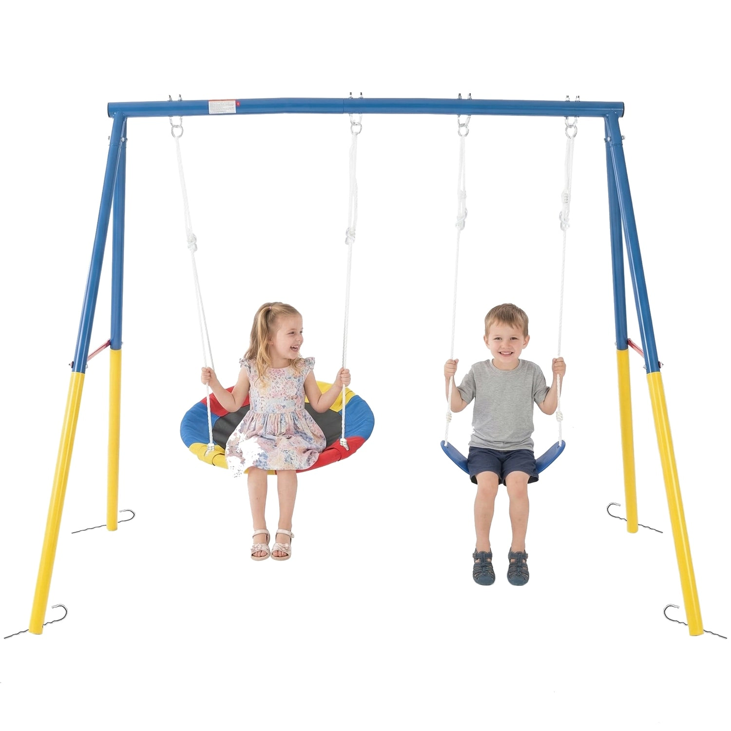 GBruno 2-in-1 A-Frame Metal Swing Set For Backyard
