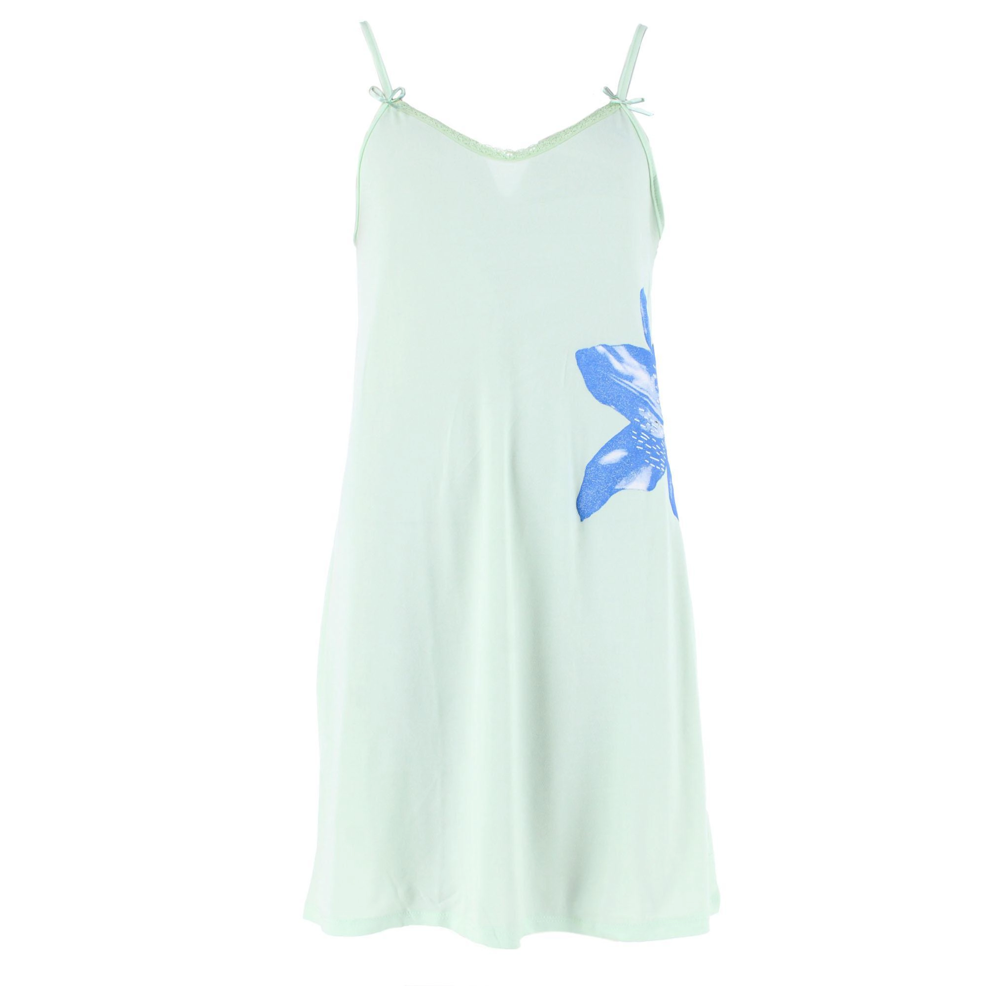 CTM Women's Hibiscus Chemise Nightgown with Lace Edge
