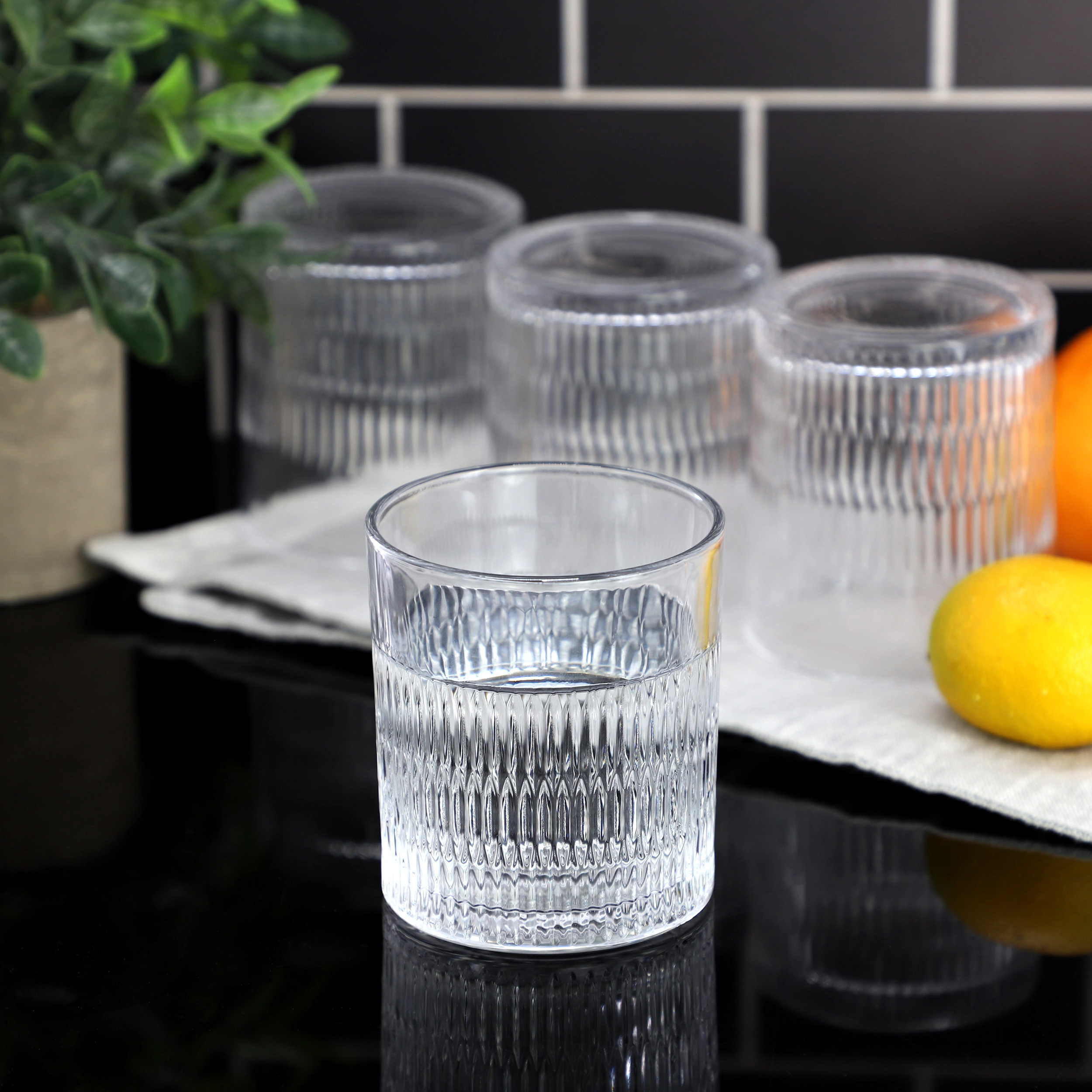 Gibson Elite Veronika 4 Piece 11 Ounce Double Old Fashioned Clear Glass Set