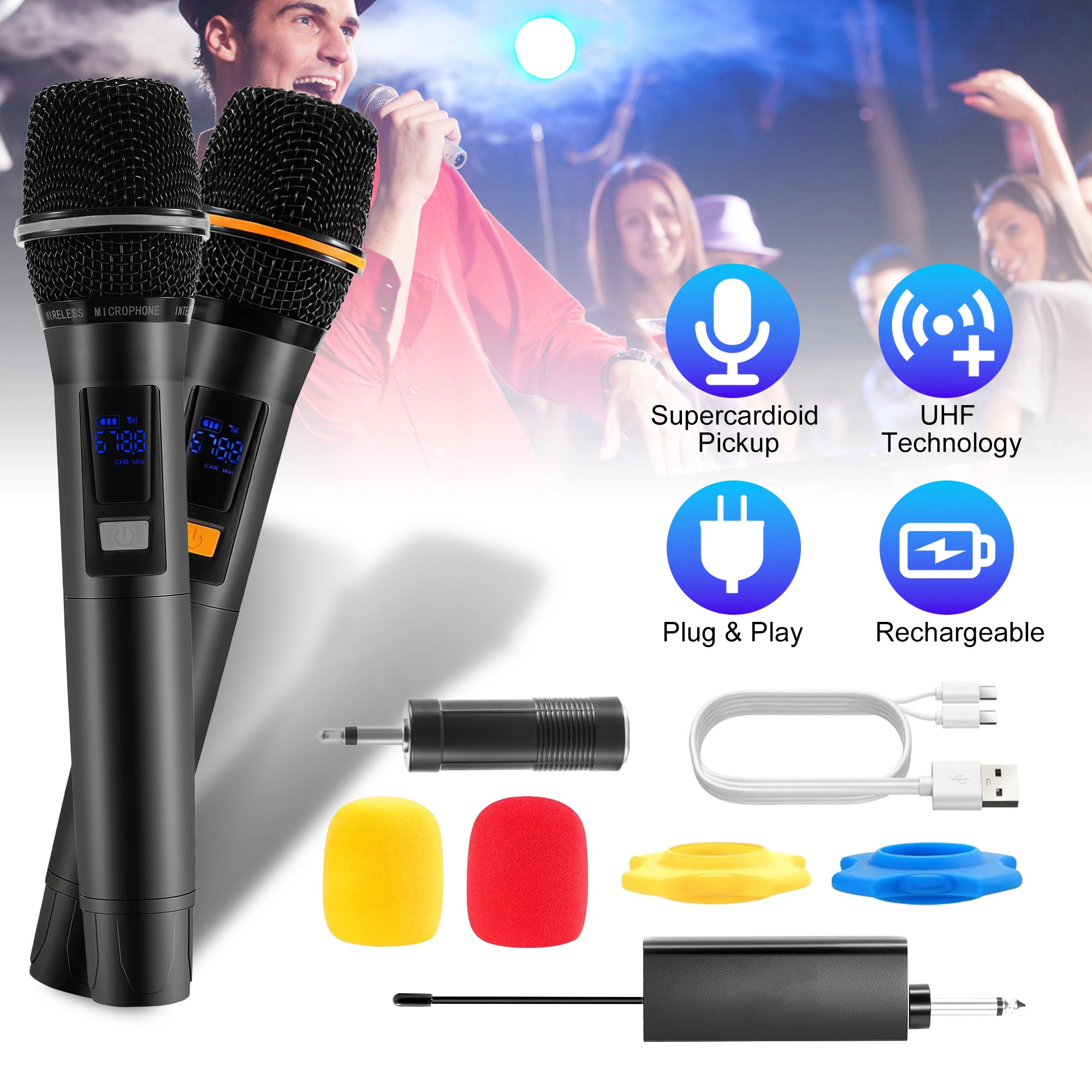 GBruno UHF Rechargeable Wireless Microphone System