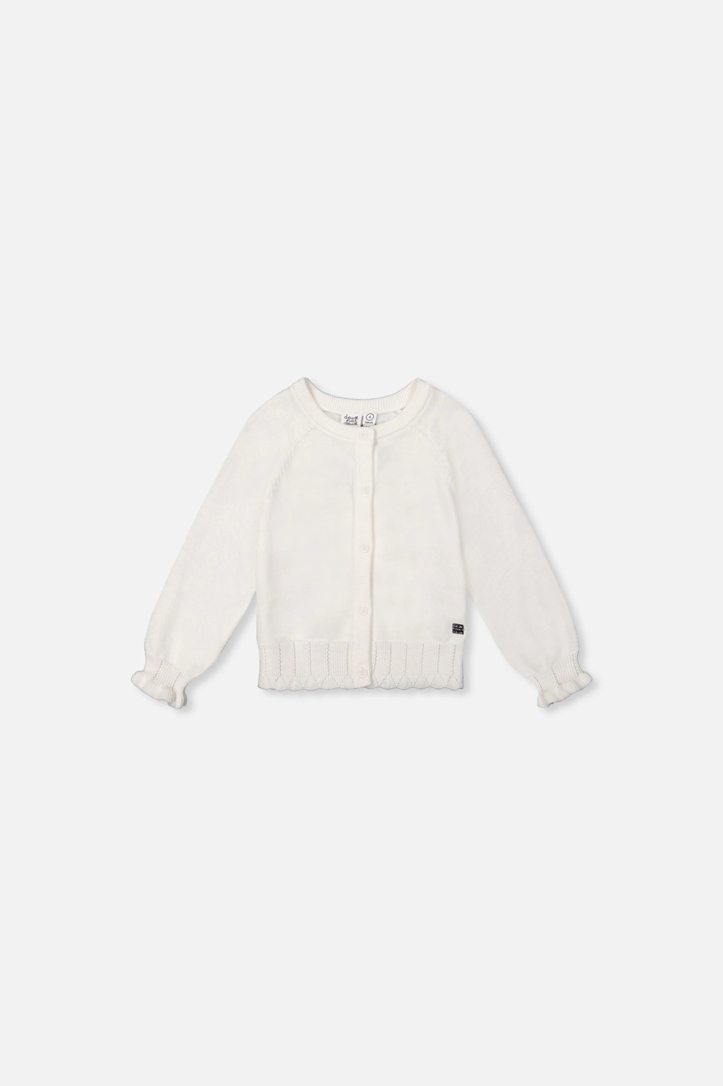 Deux par Deux Girls Button-Front Scallop Ruffle Knit Cardigan