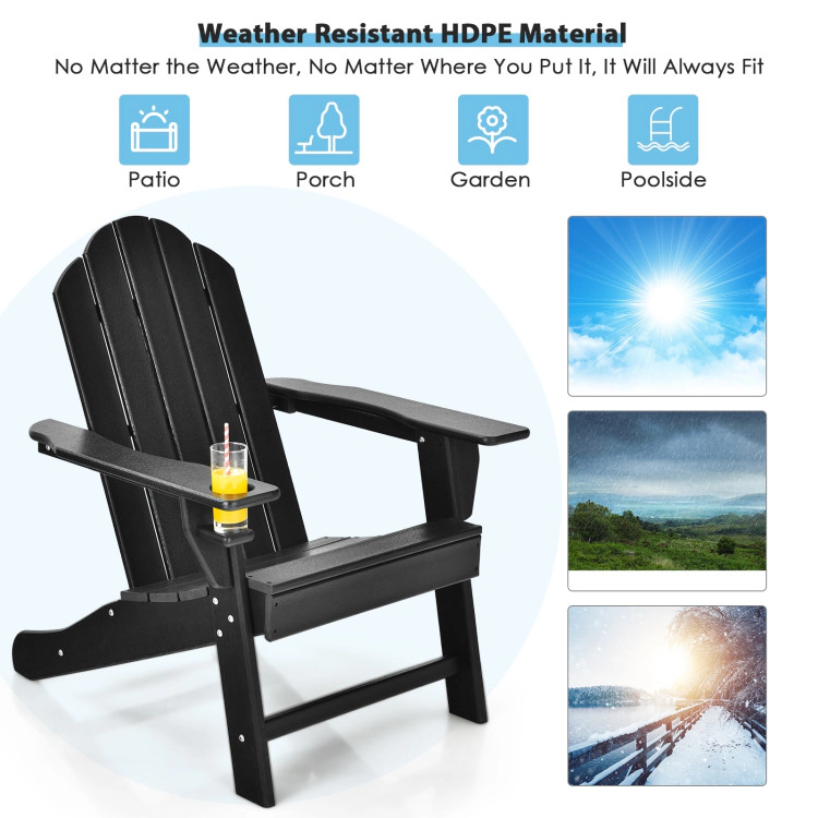 Hivvago Adirondack Chair with Integrated Cup Holder for Garden or Porch Use