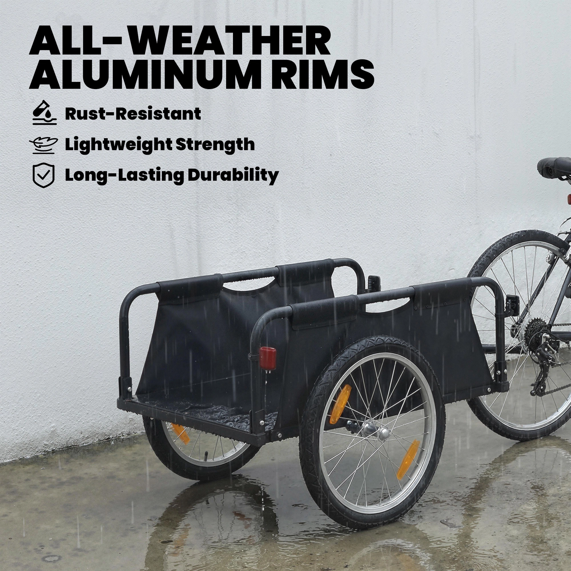 HONGGE Bike Cargo Trailer, Bicycle Trailer Wagon Cart with Quick Release 16" Pneumatic Wheels, Aluminum Rims, Red Flag