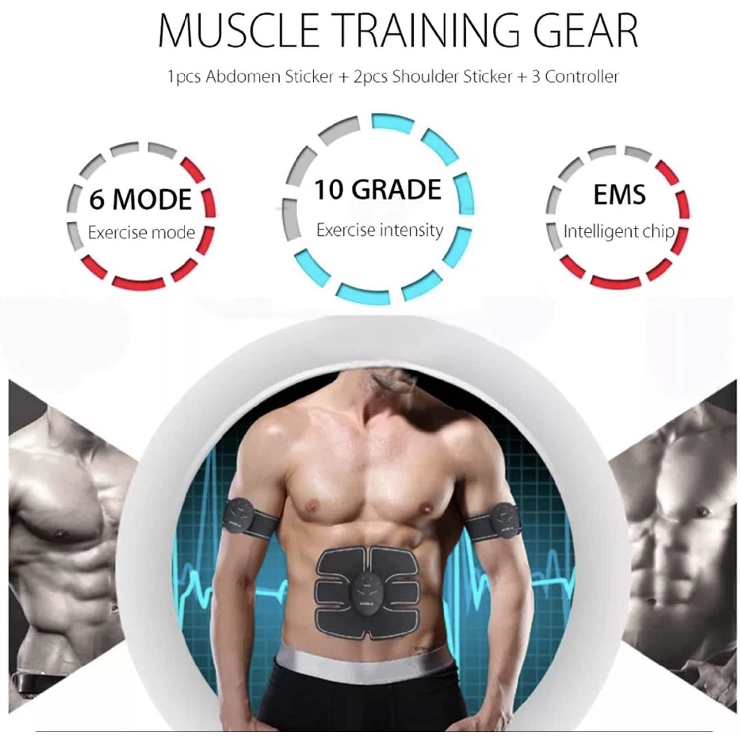 Pursonic Unisex Wearable EMS Abdominal Muscle Toning & Massage Fitness Trainer