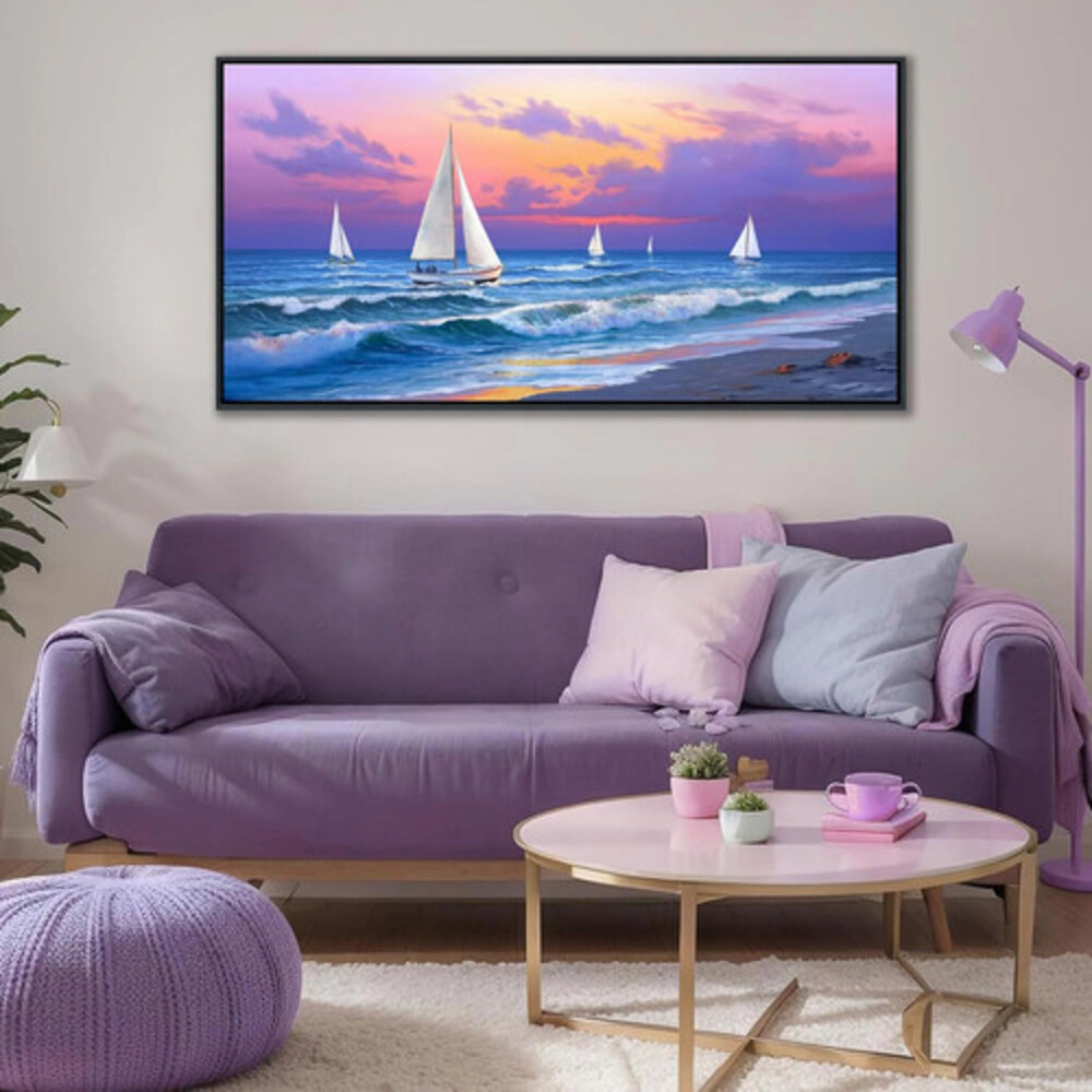 Granny Furni Antic Unisex Coastal Sailboat Framed Canvas Wall Art