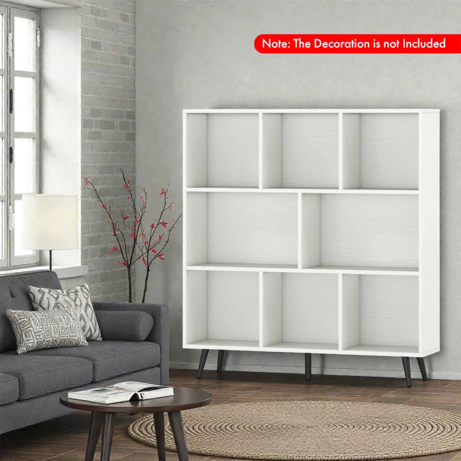 Hivvago Modern Storage Bookcase with Open Cube Shelves and Metal Legs