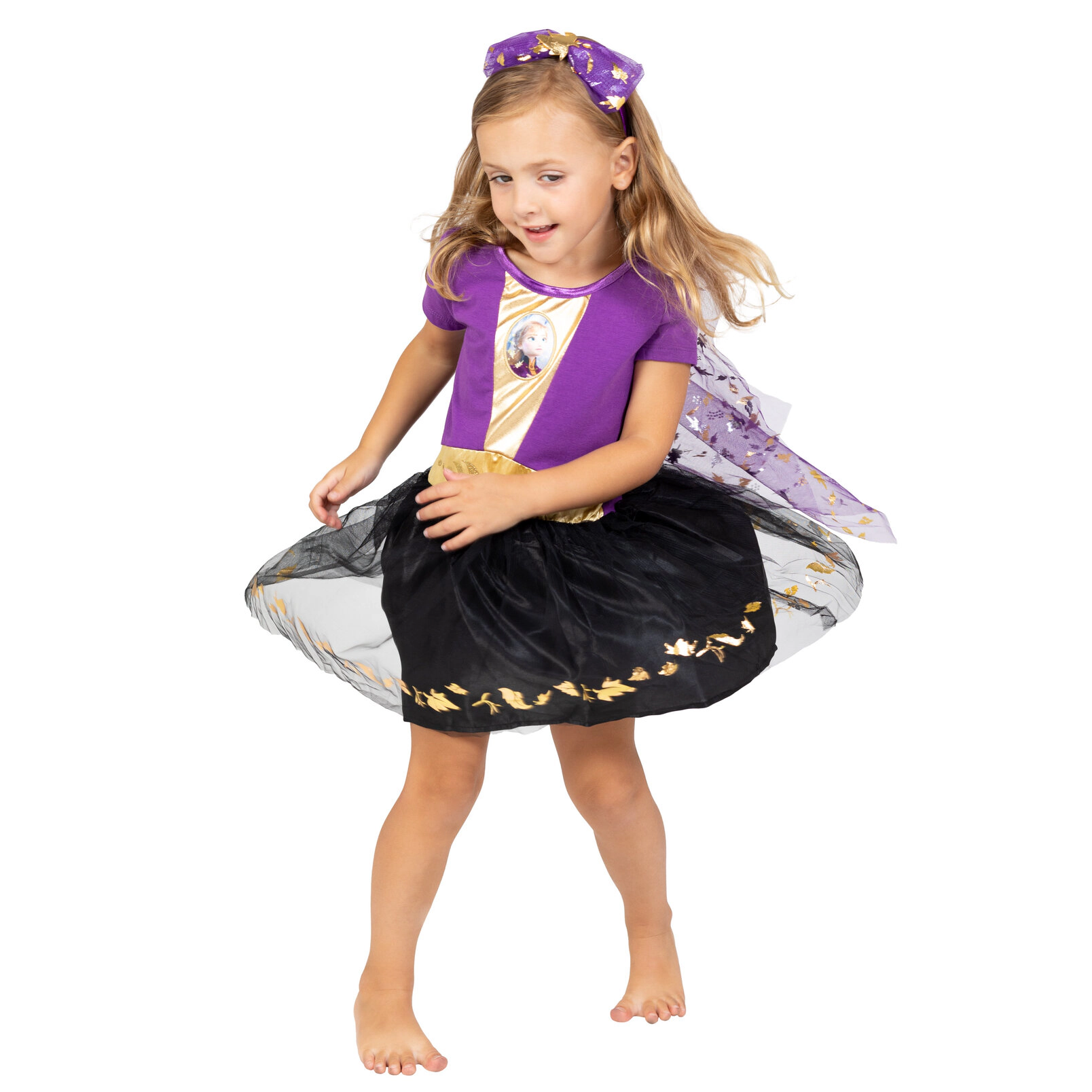 Disney Frozen Girls' Cosplay Dress with Cape and Headband Set