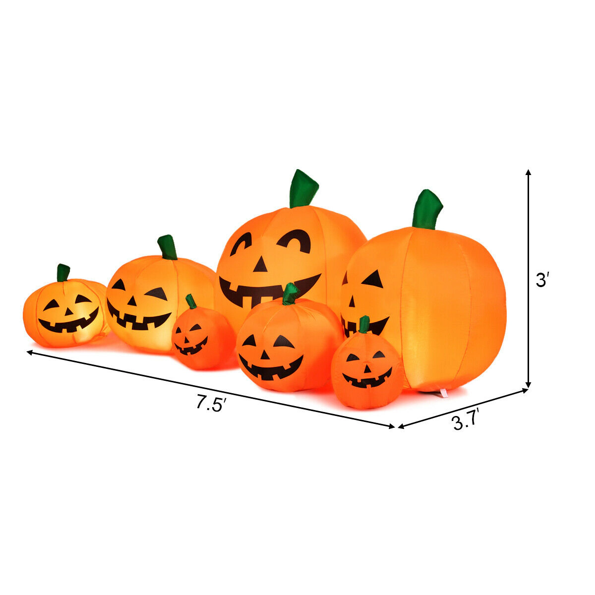 LJG 7.5 Feet Halloween Inflatable 7 Pumpkins Patch with LED Lights