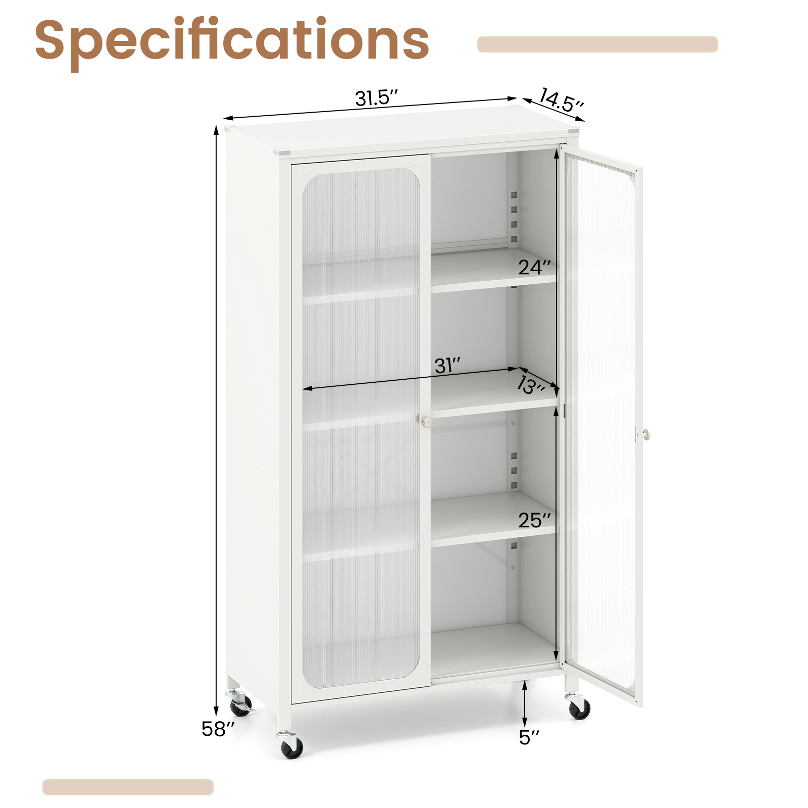 SlickBlue Modern Metal Pantry Cabinet with 4-Tier Adjustable Shelves