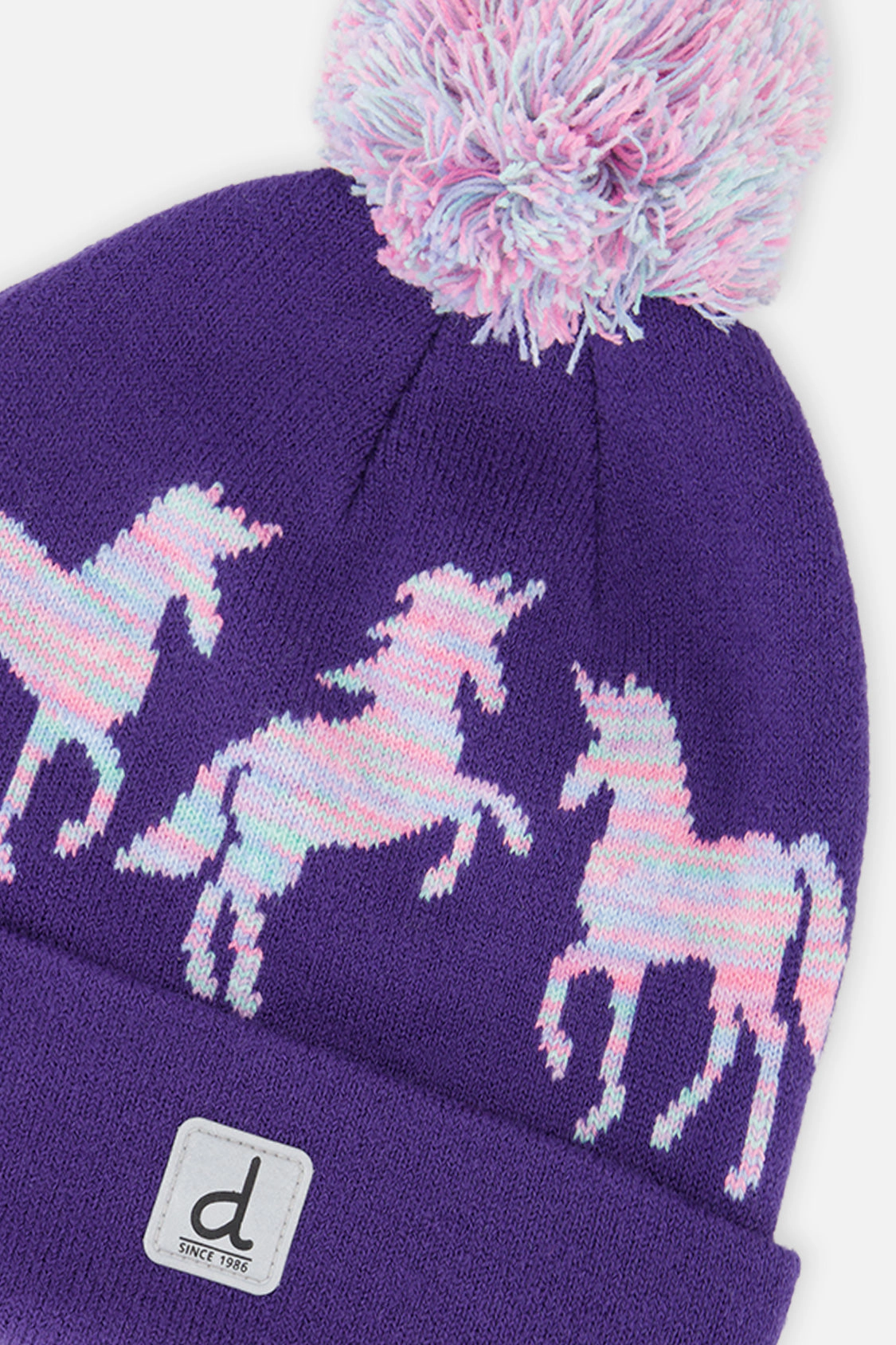 Deux par Girls Unicorn Motif Winter Knit Hat with Pompom