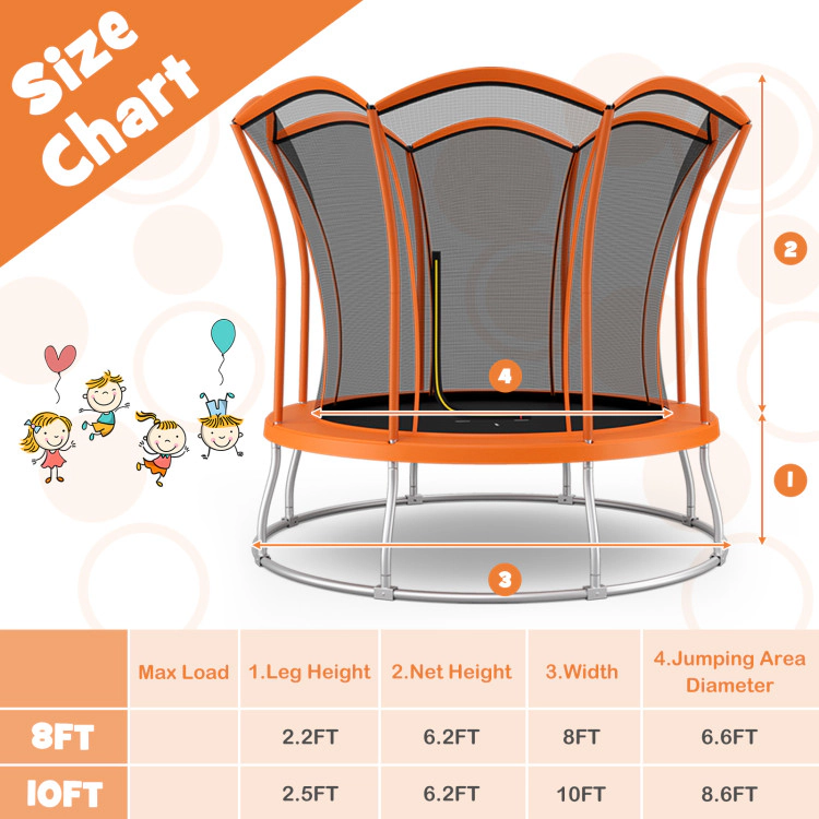 Hivvago 10 Feet Unique Flower Shape Trampoline with Galvanized Steel Frame