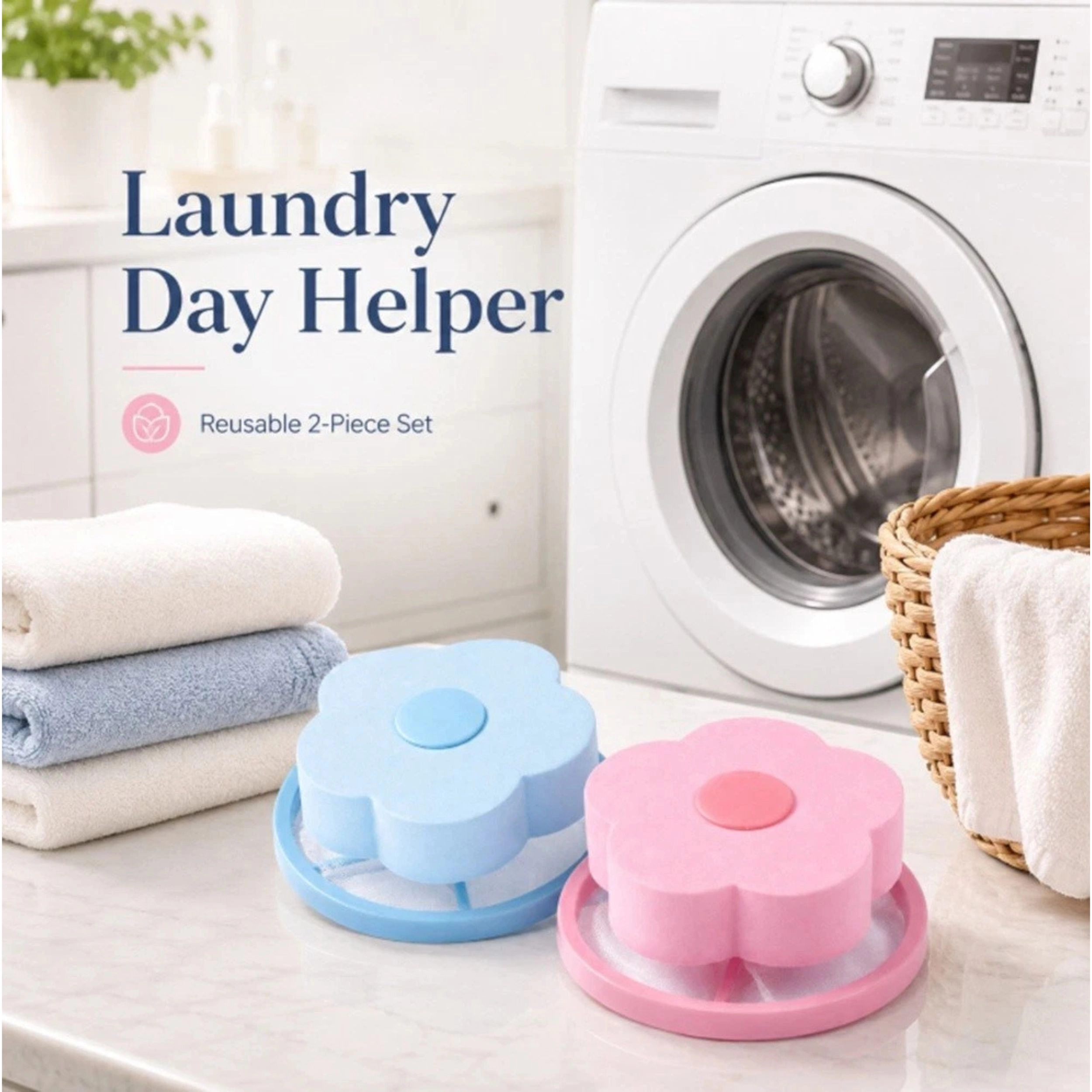Home Collection Pack of 2 Laundry Lint Pet Hair Remover Floating Mesh Washer Catcher Bags