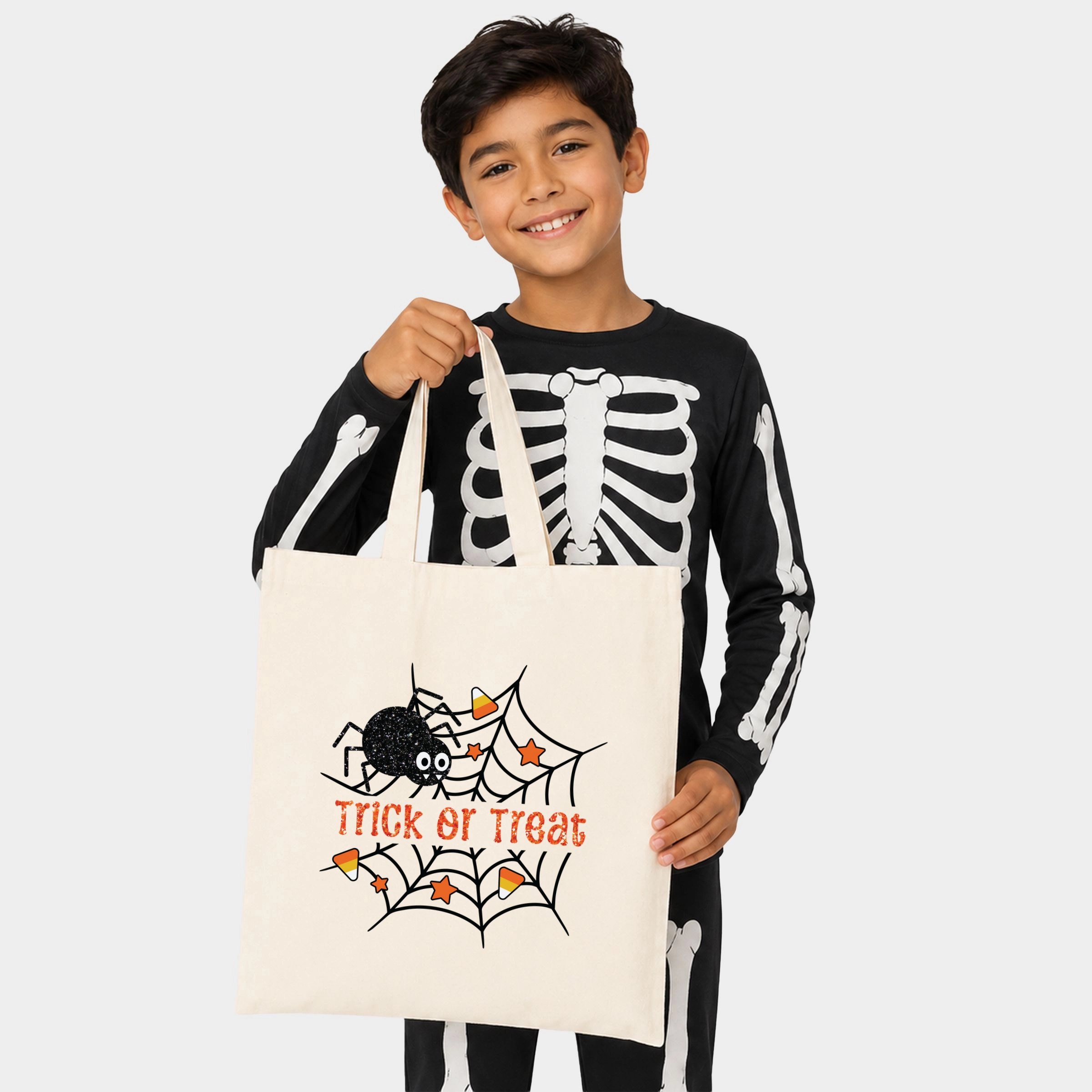 Simply Sage Market - Canvas Tote - Trick or Treat Spiderweb Glitter