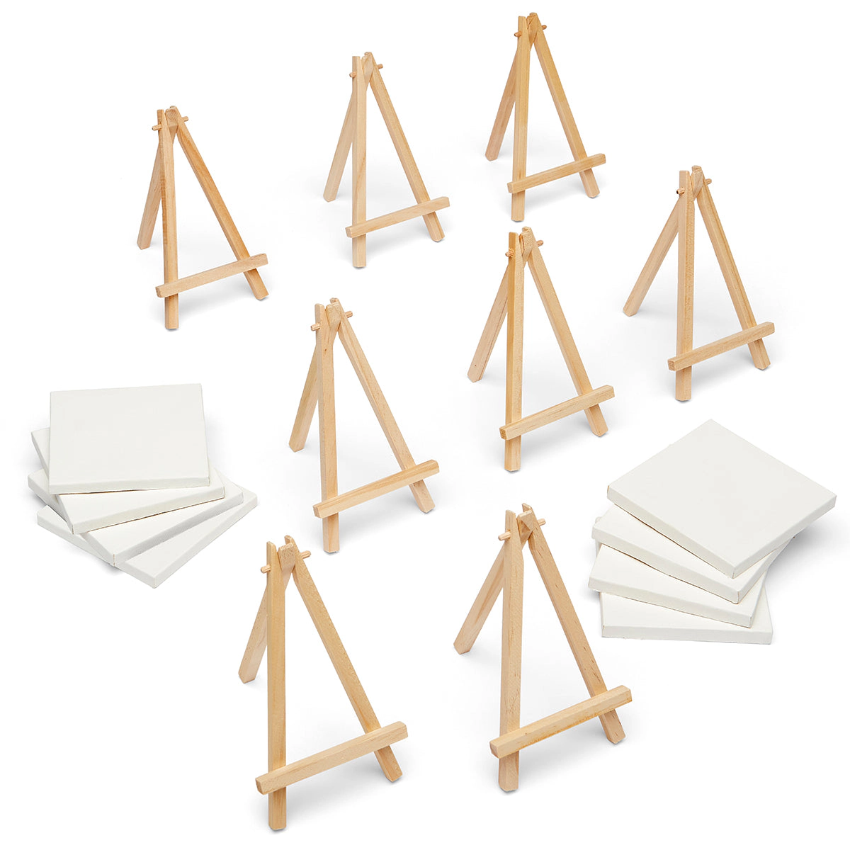 KINGART Mini Easel and Canvas Set, 3" x 3" 8-Pack