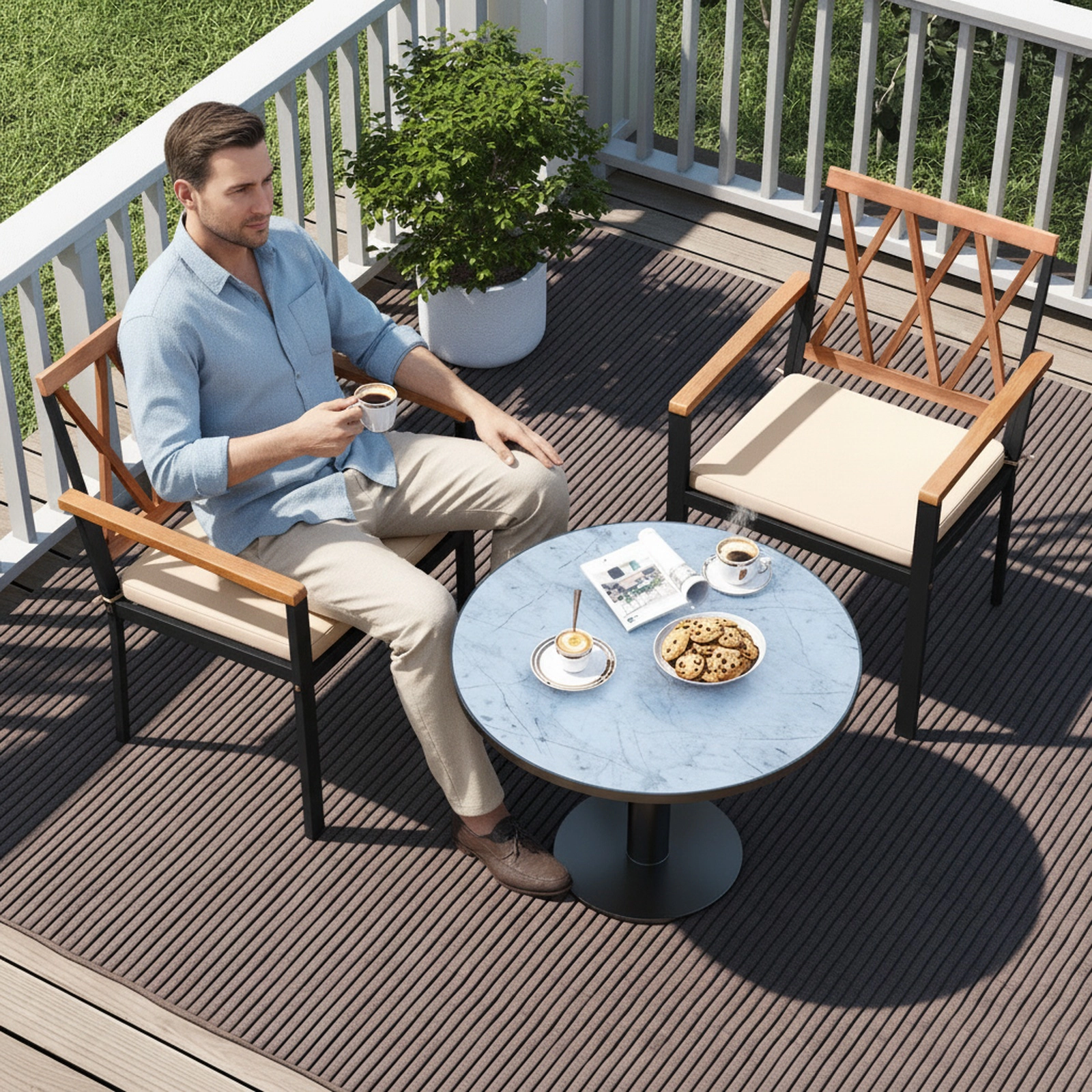 Patio Dining Chairs Set of 2 with Removable Washable Cushions