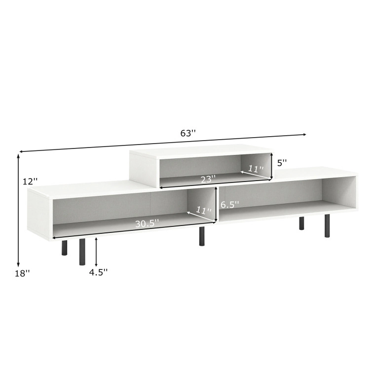 Hivvago 3 Cubby Tv Stand For Tvs Up To 70 Inch With Open Storage Compartments