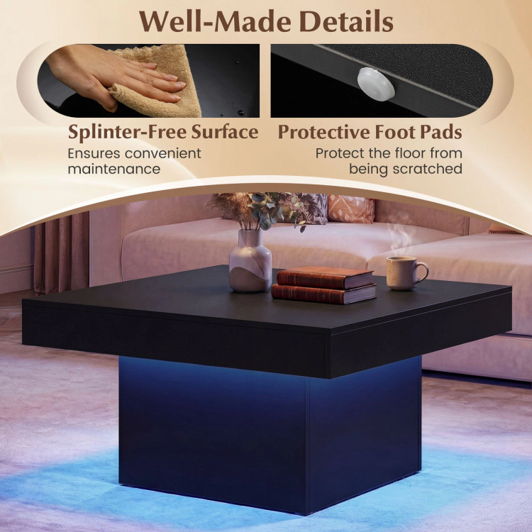 Hivvago Coffee Table Accent With Led Lights And Dynamic Modes
