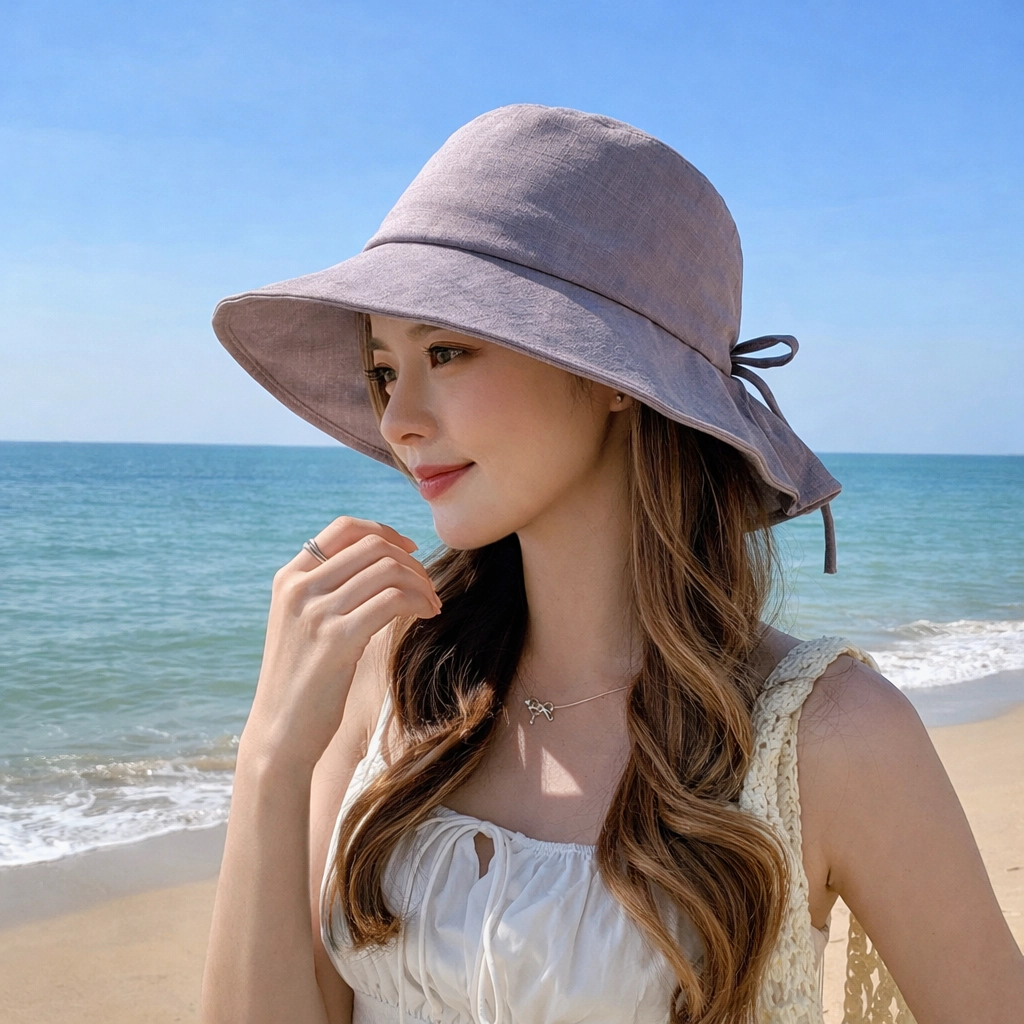 Anna-Kaci Women's Wide Brim Sun Hat with Back Bow Adjustable Cotton Bucket Lightweight Summer Protection