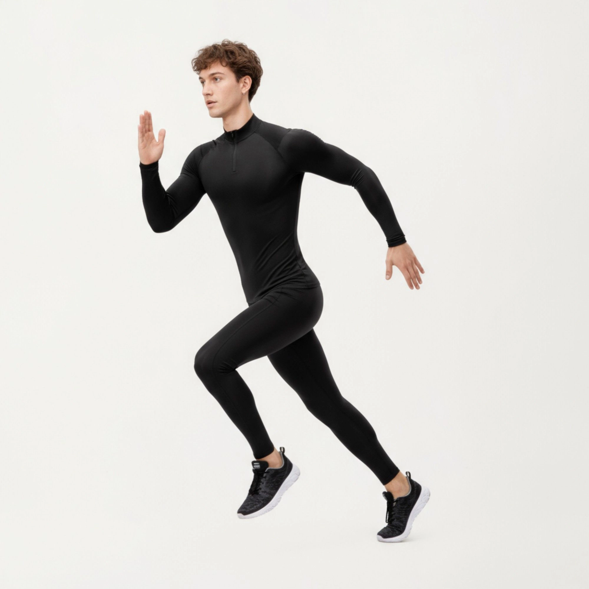 Anna-Kaci Men's Long Sleeve Quarter-Zip Compression Athletic Top with Stretch Fabric and Mock Neck