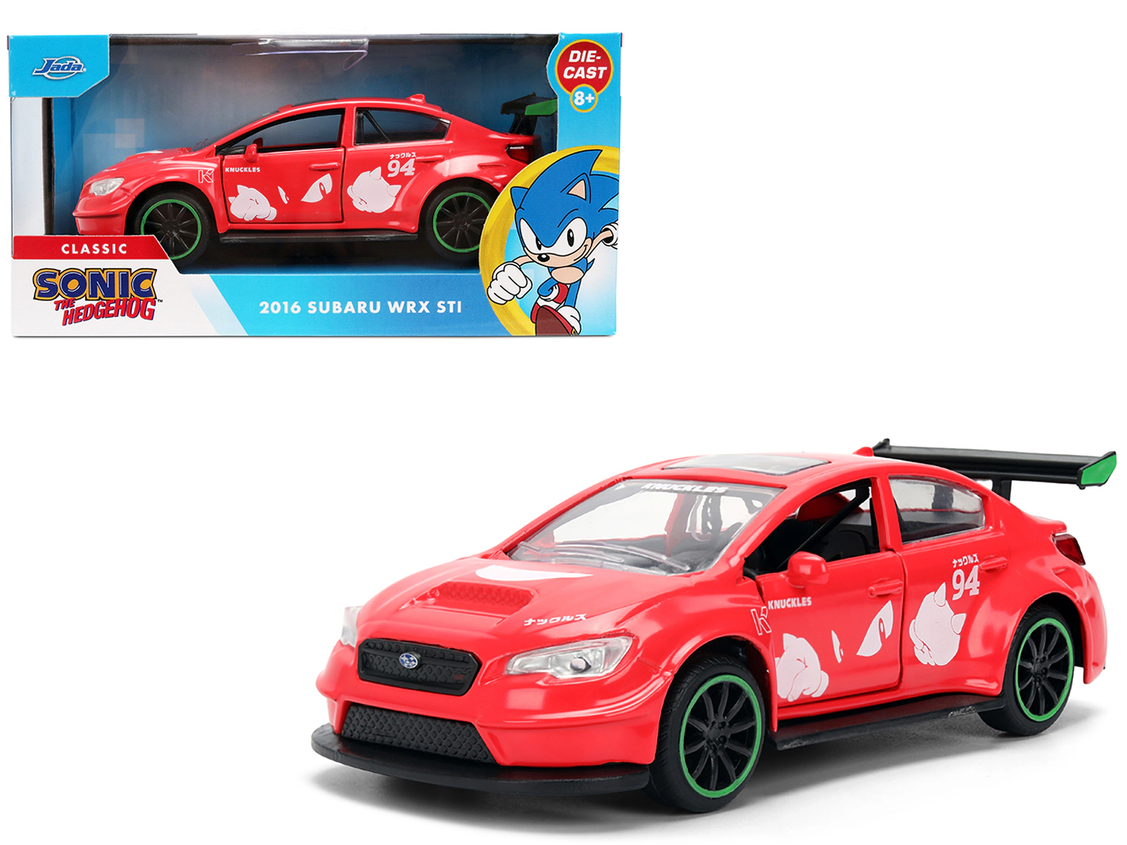 Jada 2016 Subaru WRX STI Red with "Knuckles" Graphics "Sonic the Hedgehog" (1991) Video Game "Hollywood Rides"
