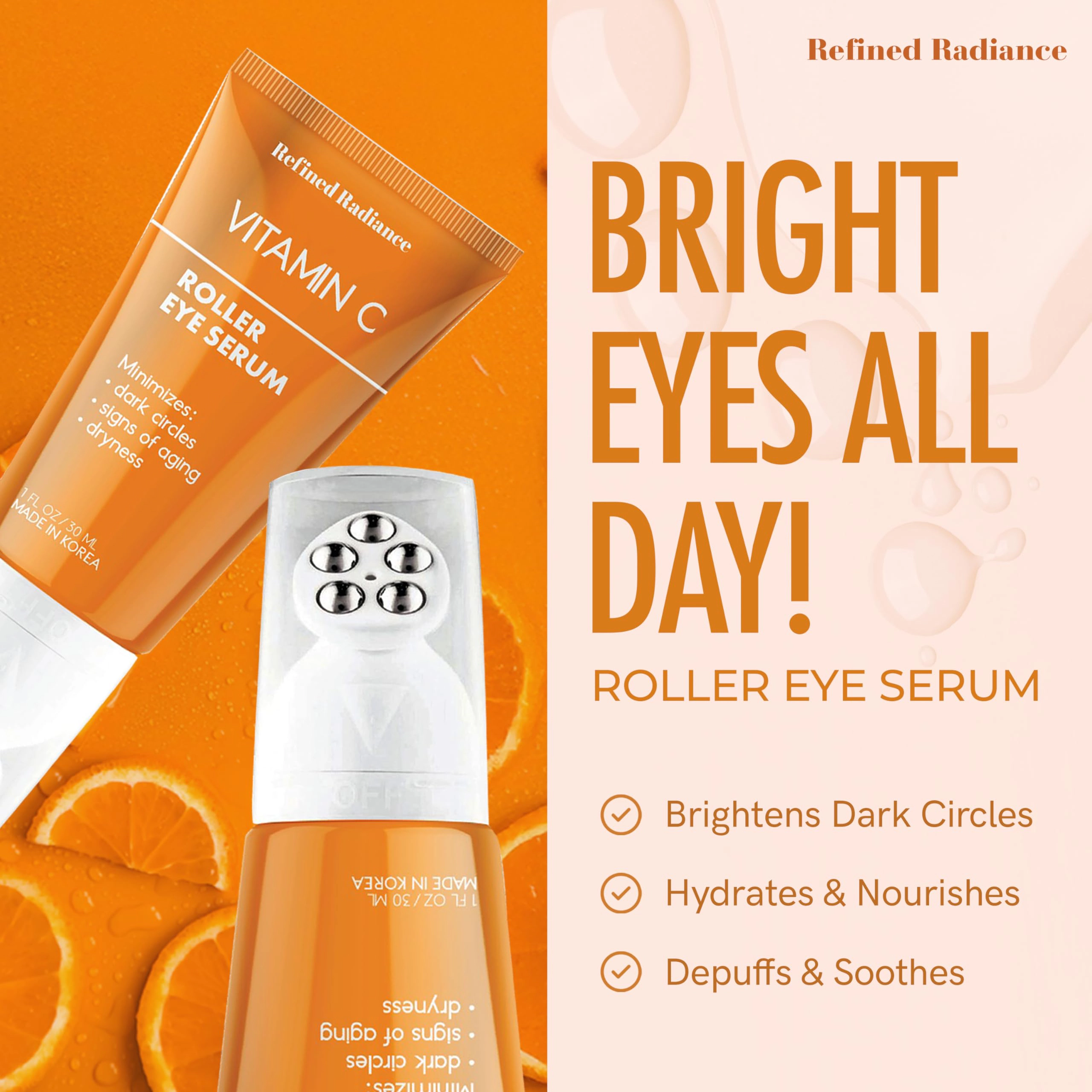 Lovery Korean Skincare Vitamin C Eye Roller Serum - Hydrating Under Eye Treatment