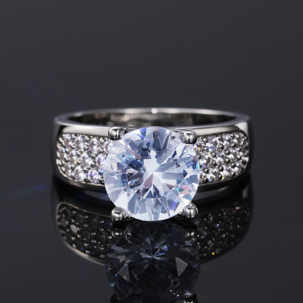 White Gold Plated White Cubic Zirconia Engagement Rings