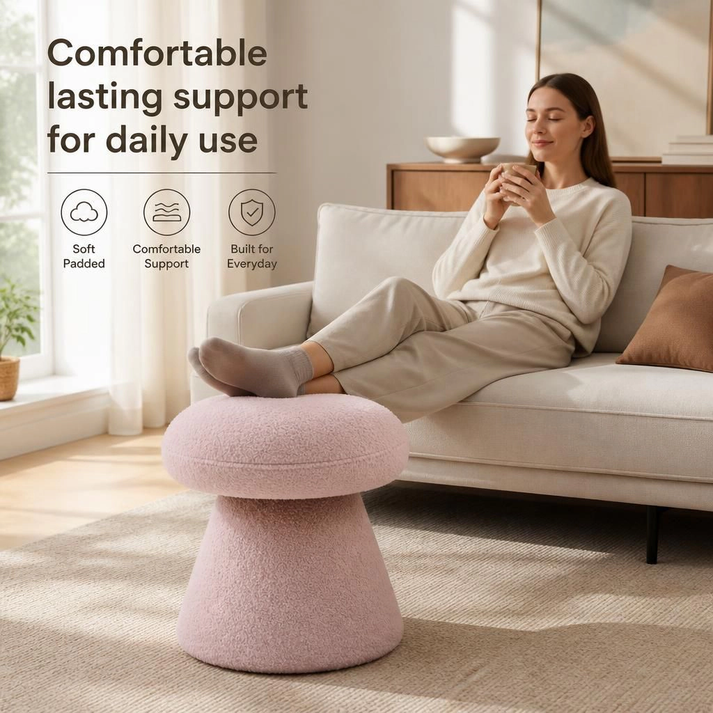 GOODSILO Soft Teddy Upholstered Ottoman Versatile Foot Stool