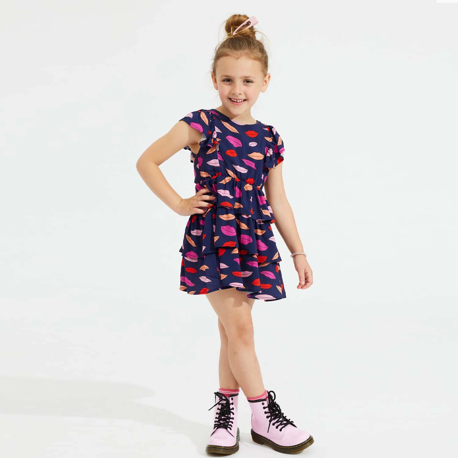 Rockets of Awesome Lips Ruffle Dress for Girls