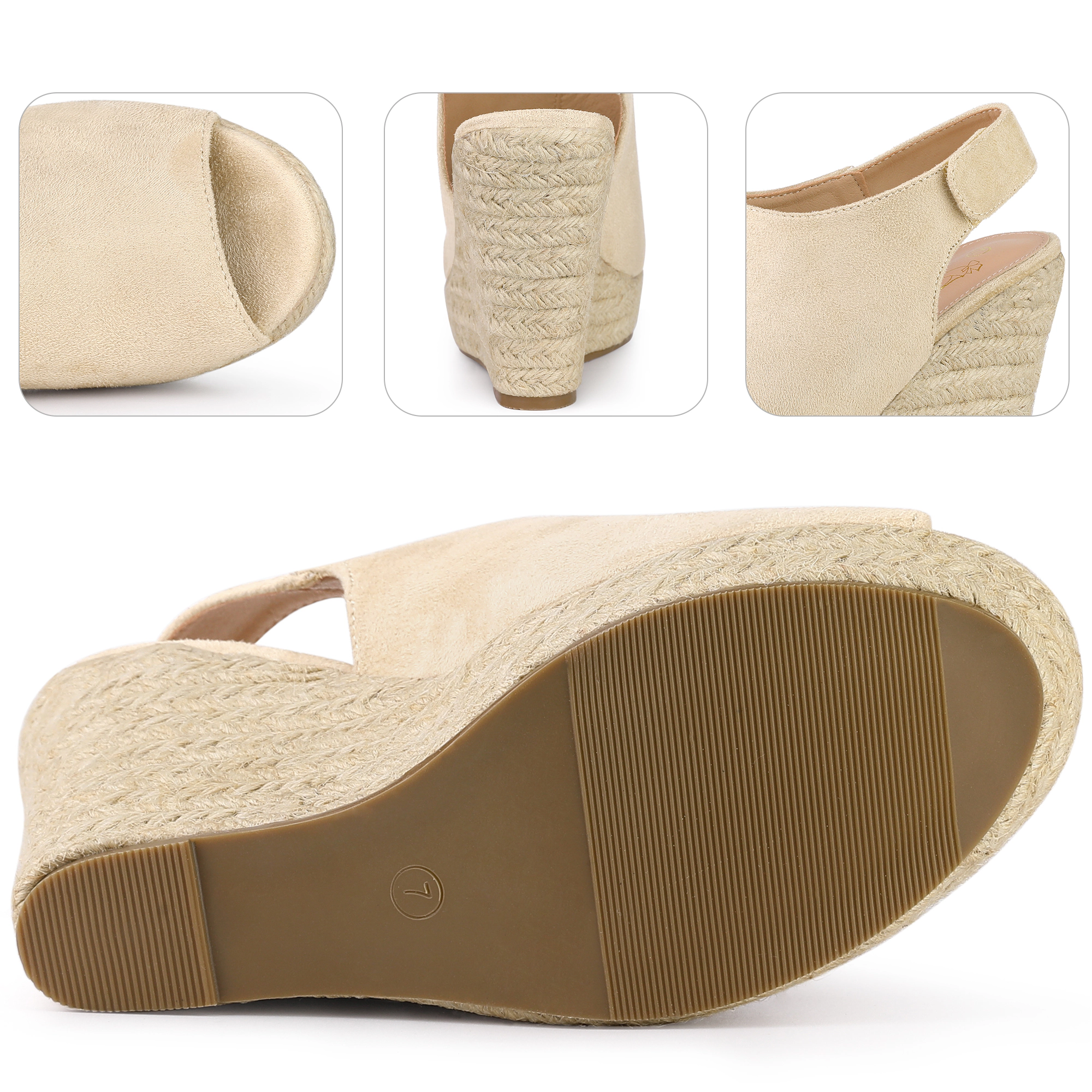 BLISSFUL STEP Women's Platform Espadrille Wedges Slingback Heel Sandals