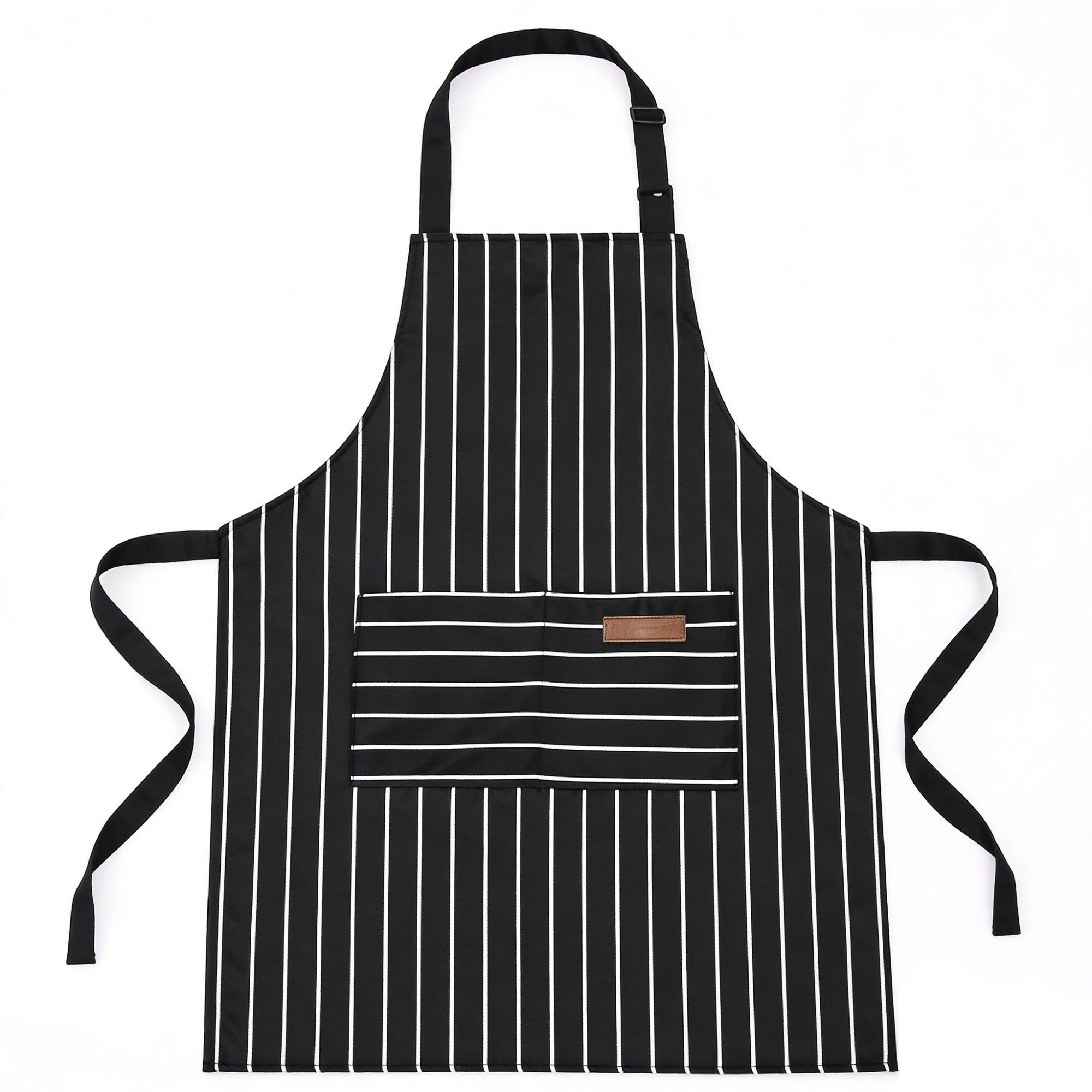 Alilang Unisex Striped Kitchen Apron Cotton Blend Adjustable Neck with Pocket for Cooking Baking Home Use