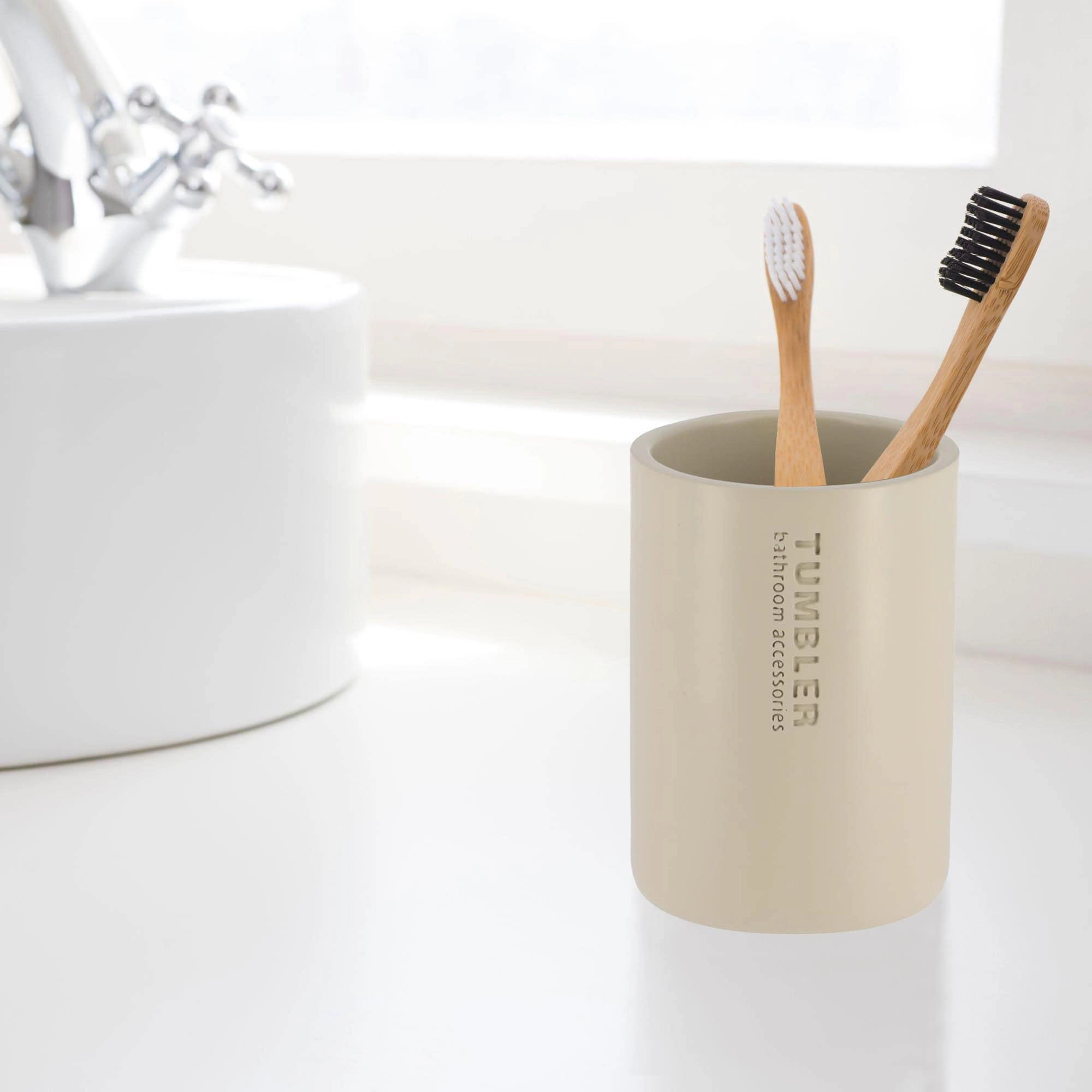 Evideco French Home Goods Matte Polyresin Bathroom Tumbler, 12 oz