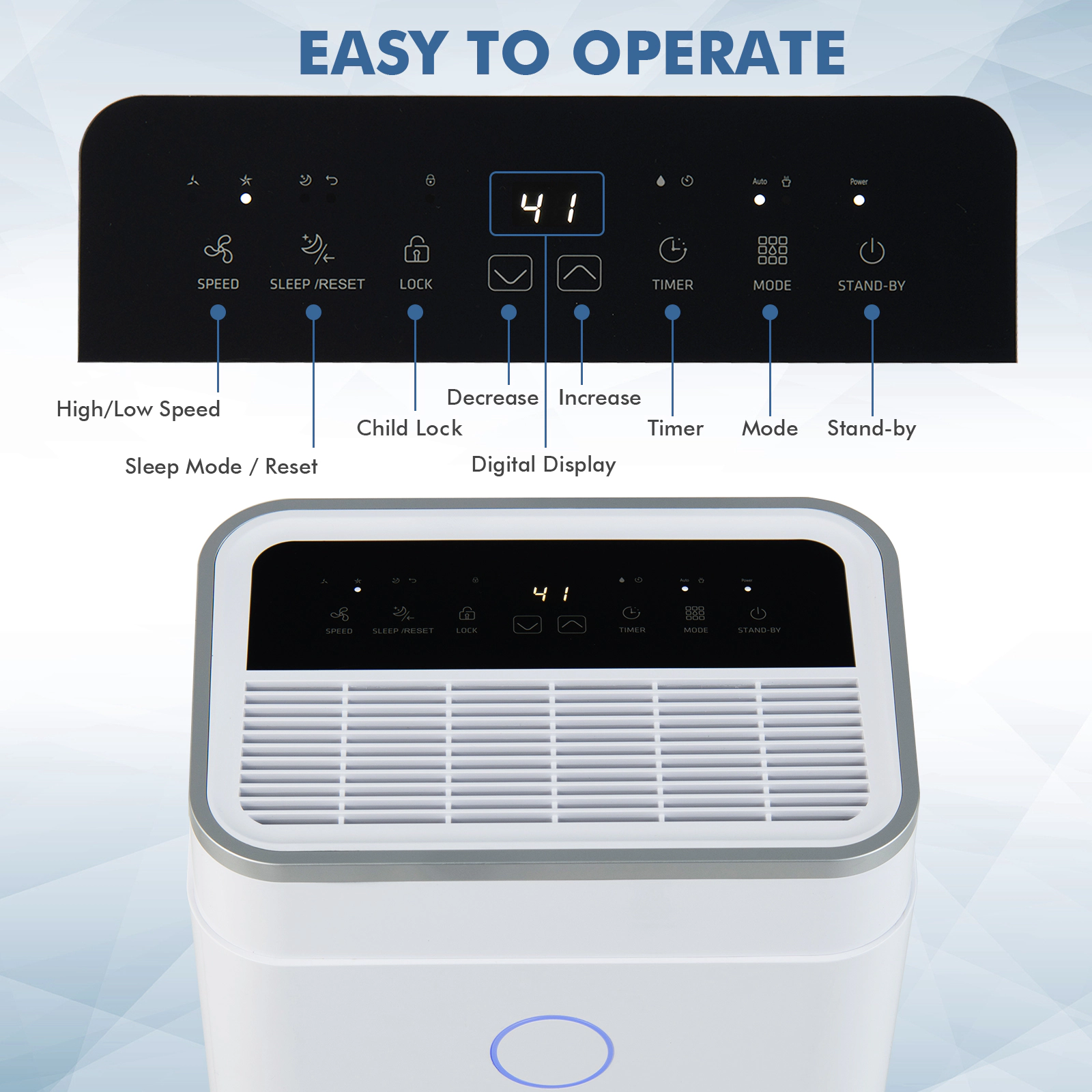 SlickBlue Automatic Home Dehumidifier with 1.7 Gallon Water Tank