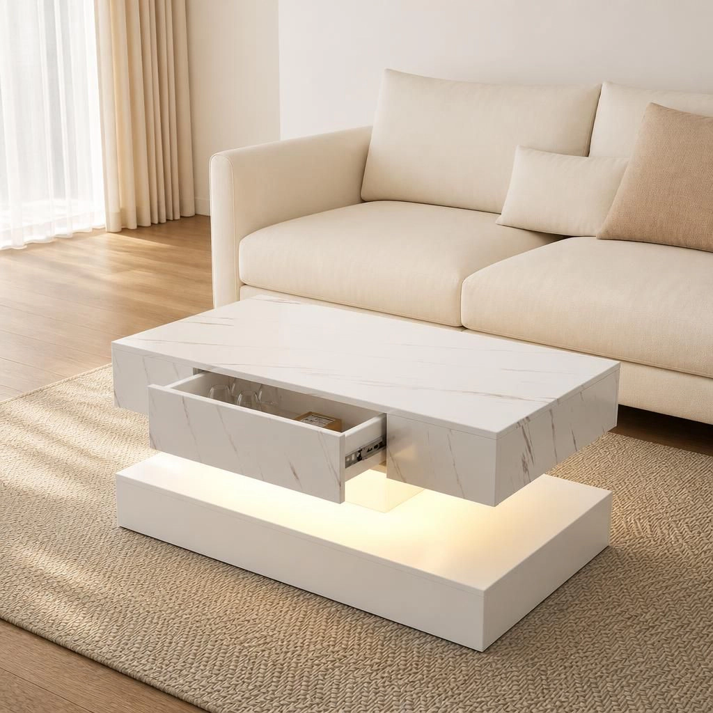 GOODSILO Modern Rectangular Low Profile Coffee Table