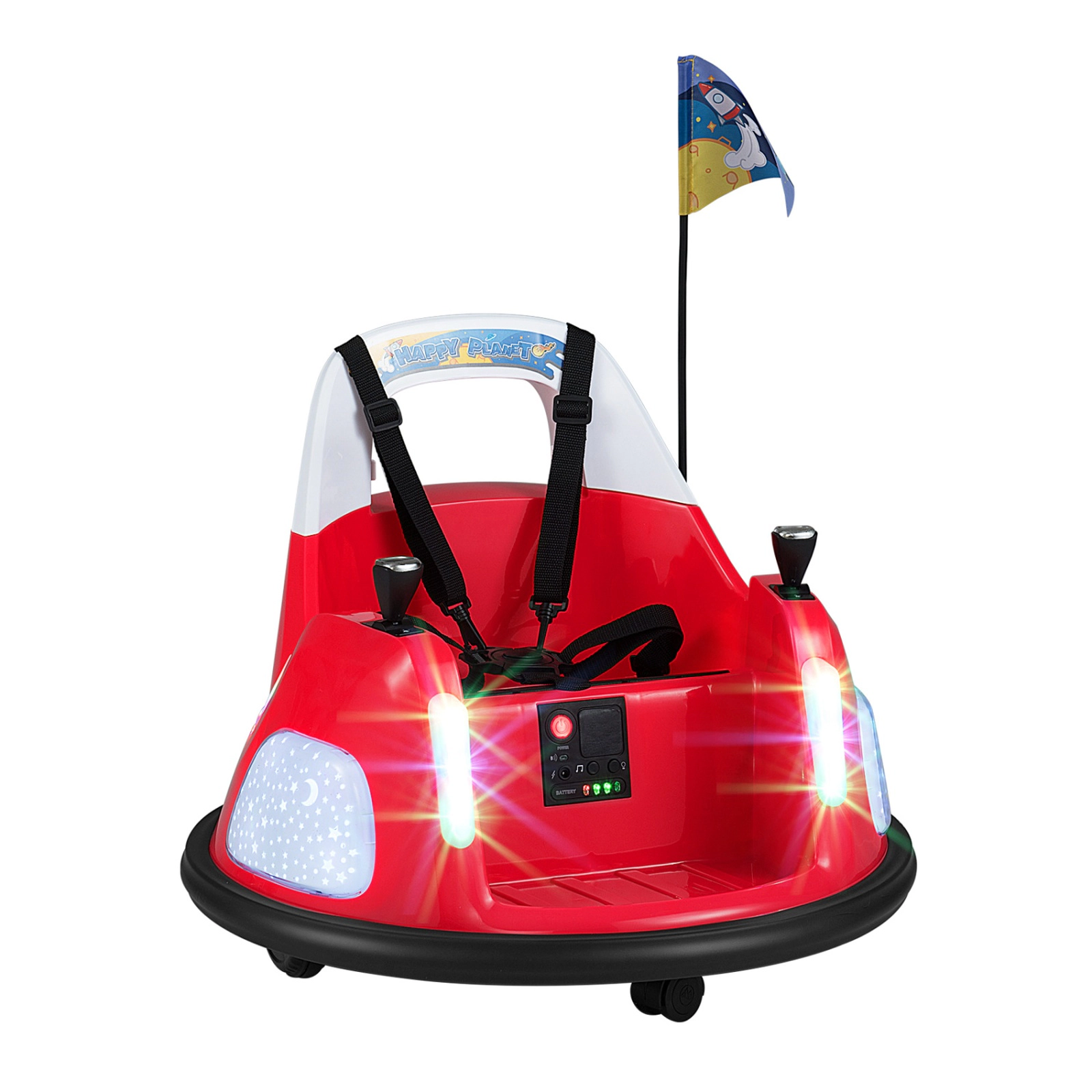 SUGIFT Red Remote Control 360 Degree Spin and Flashing Lights Kids 12V Ride On Bumper Car