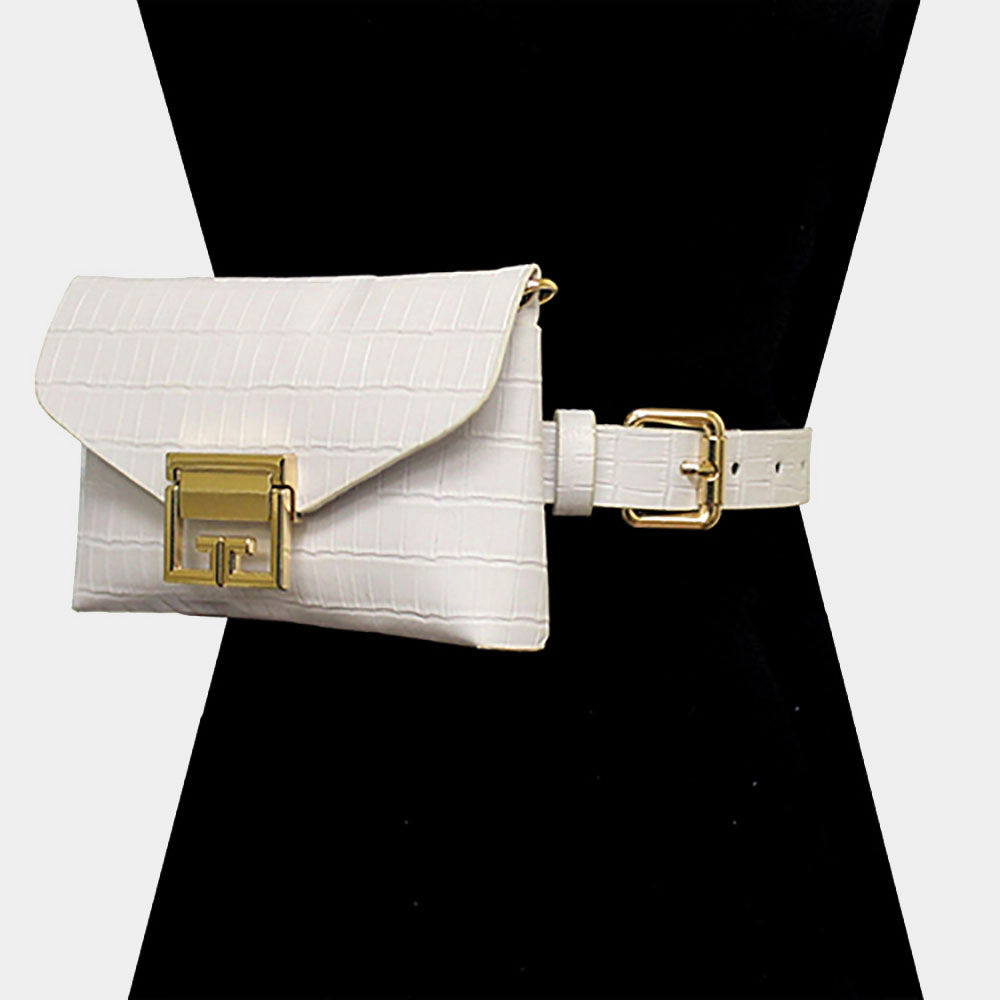 Fashnzfab Alligator Pattern Faux Leather Fanny Pack / Belt / Crossbody / Clutch Bag