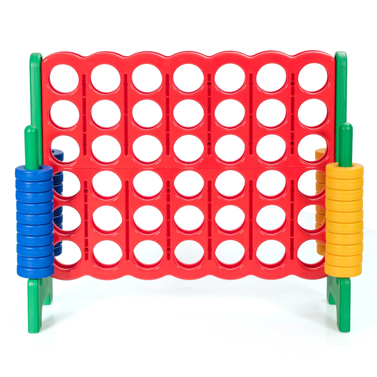 SUGIFT Jumbo 4-to-Score Giant Game Set with 42 Jumbo Rings and Quick-Release Slider Combo Game Red/Blue/Green