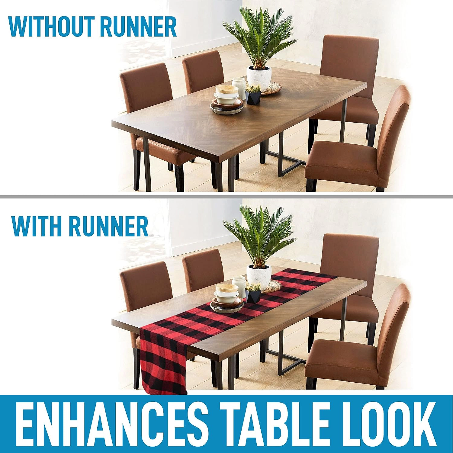 Zulay Home 14"x72" Table Runner - Thick Poly Cotton Buffalo Plaid Runners