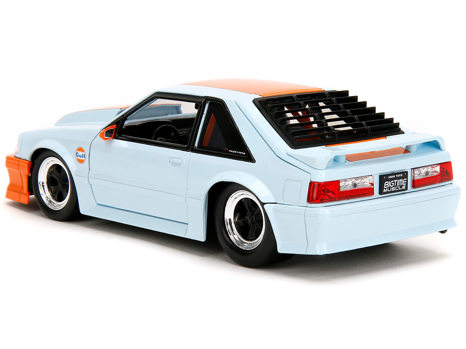 Jada 1989 Ford Mustang Gt "Gulf Oil" Light Blue With Orange Stripe "Bigtime Muscle" Series 1/24 Diecast Model
