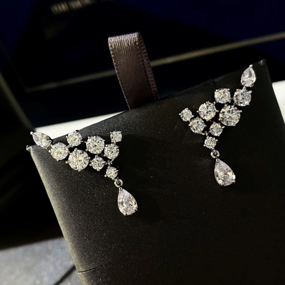 Elegant Cluster Zirconia Drop Earrings for Women Bridal Wedding Earrings Jewelry Gifts
