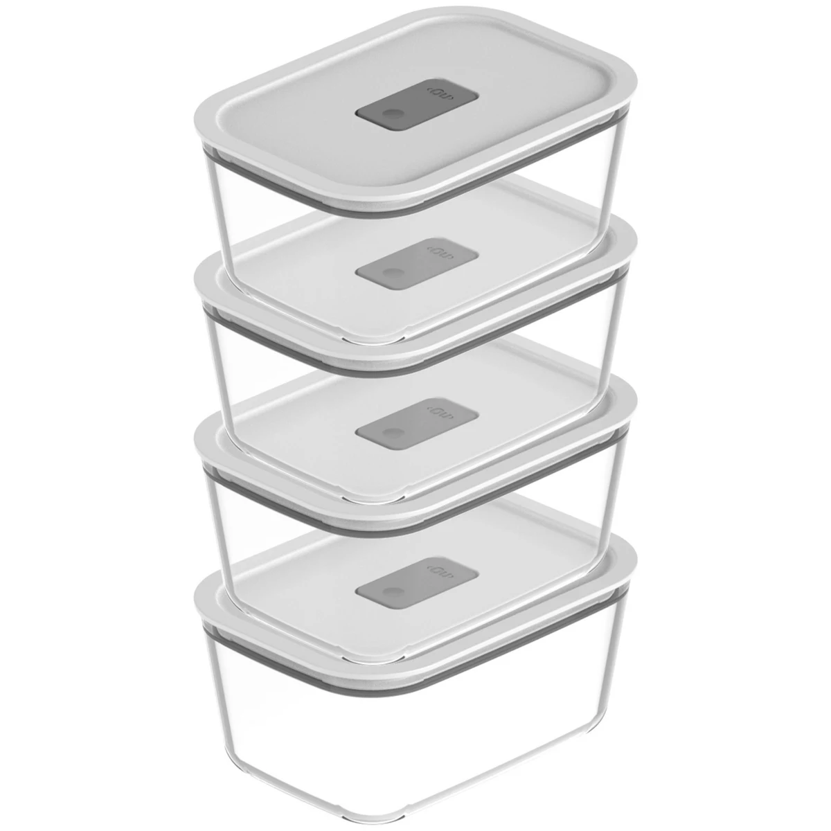OU Glass Food Storage Container Set 8pc, Airtight Leak Proof Lids w/ Microwave Valve