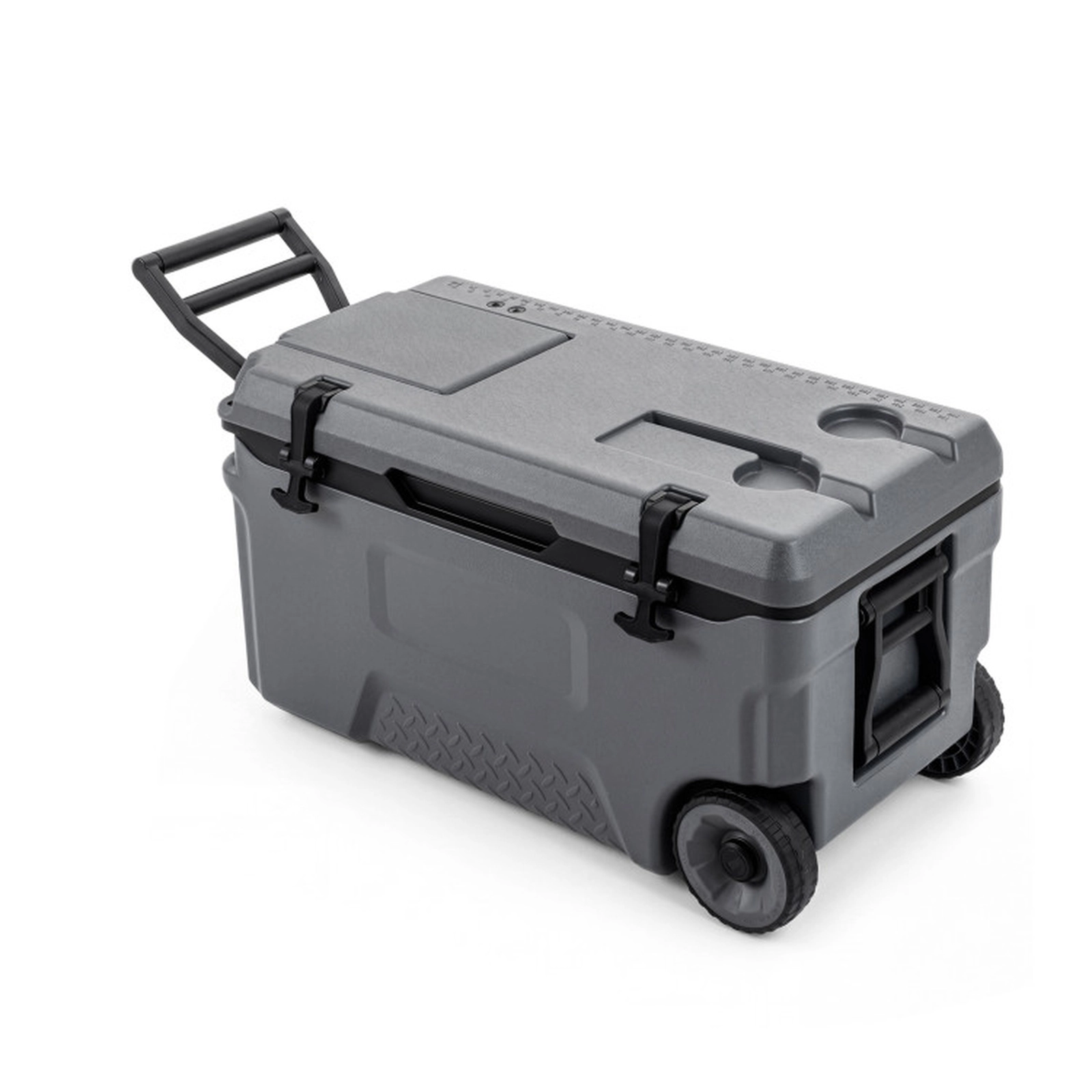 SUGIFT 53-Quart Gray Rolling Patio Cooler with Fish Ruler 29.5-in W 16-in D 16-in H 220-lb Lid Capacity