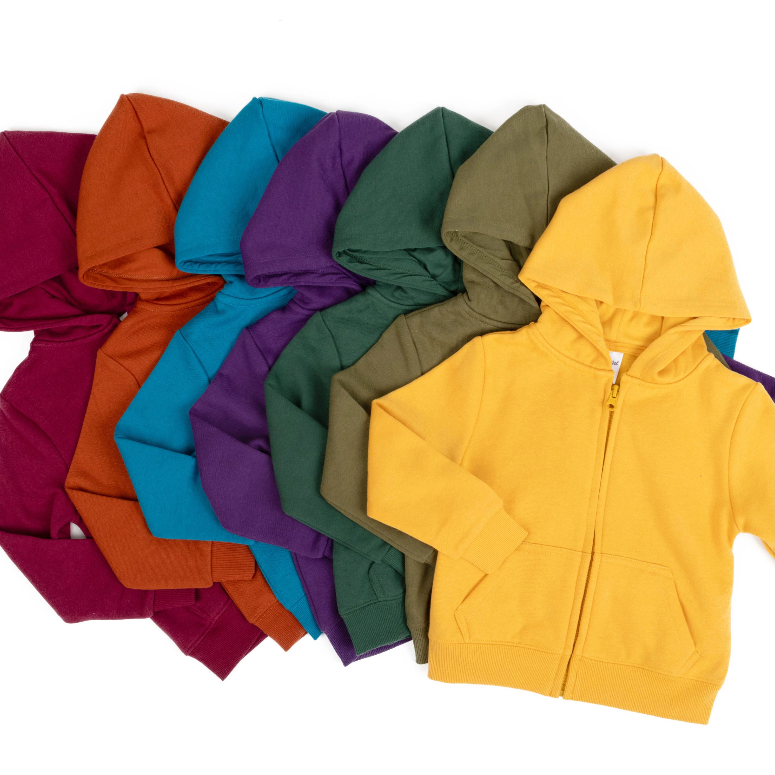 Leveret Toddler/Kid Basics Boho Solid Full Zip Hoodie Sweatshirt
