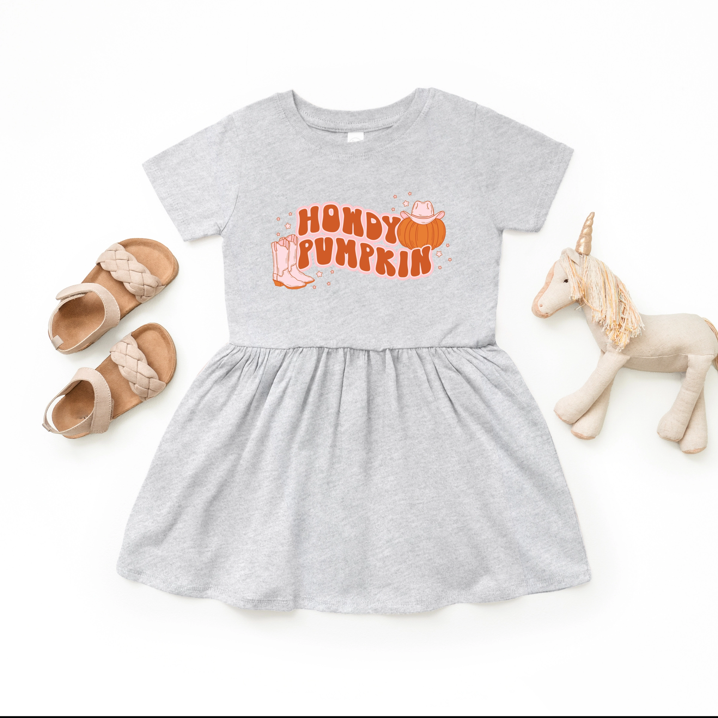The Juniper Shop - Toddler Girl's Graphic Dress Howdy Pumpkin Boots