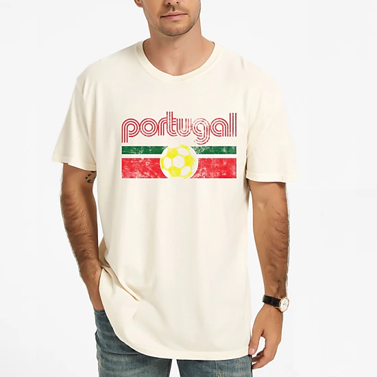 Simply Sage Market - Men's Garment Dyed Graphic T-Shirt - Portugal Soccer Flag