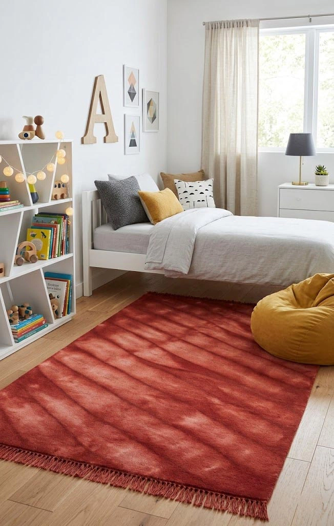 Magic Rugs Maroon Red Tie-Dye 5X8 Hand-Tufted Modern Rug