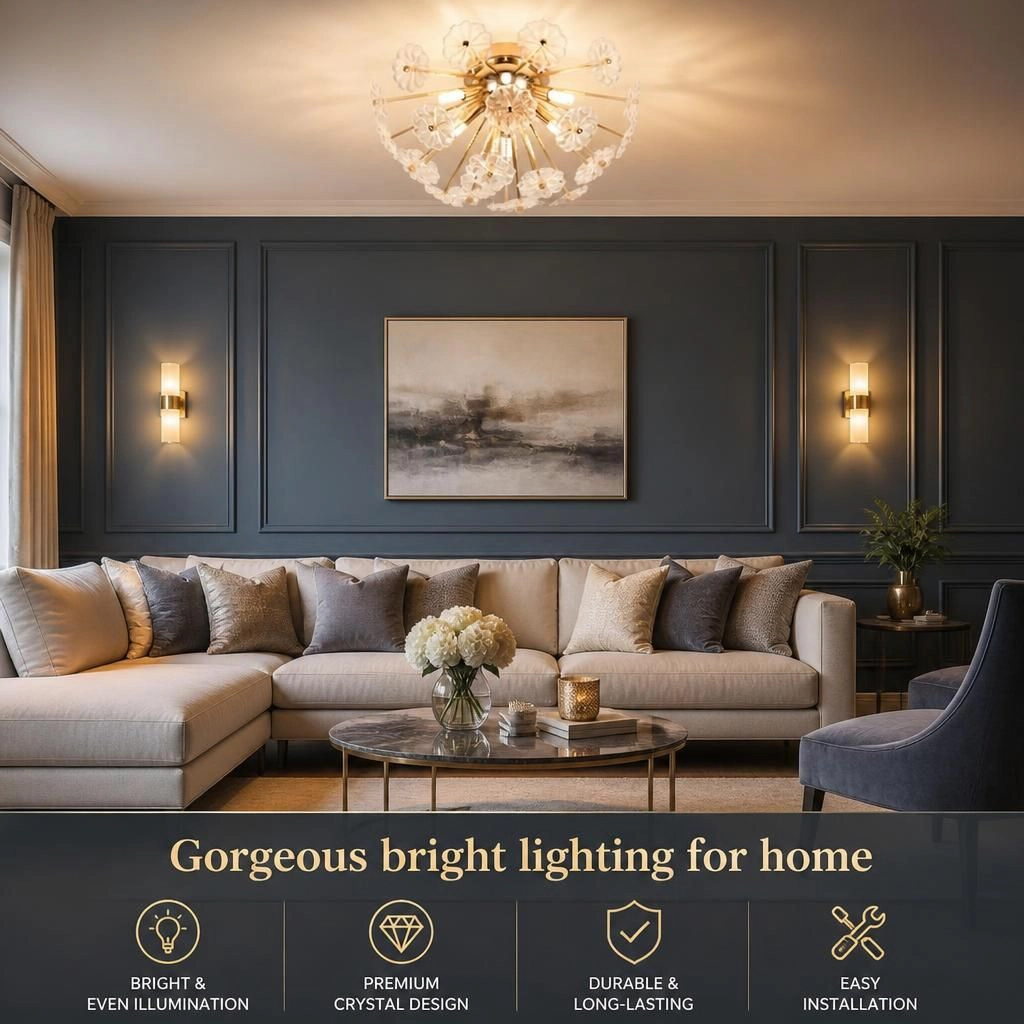 ELEMENT ACE Modern Flush Mount Crystal Ceiling Light