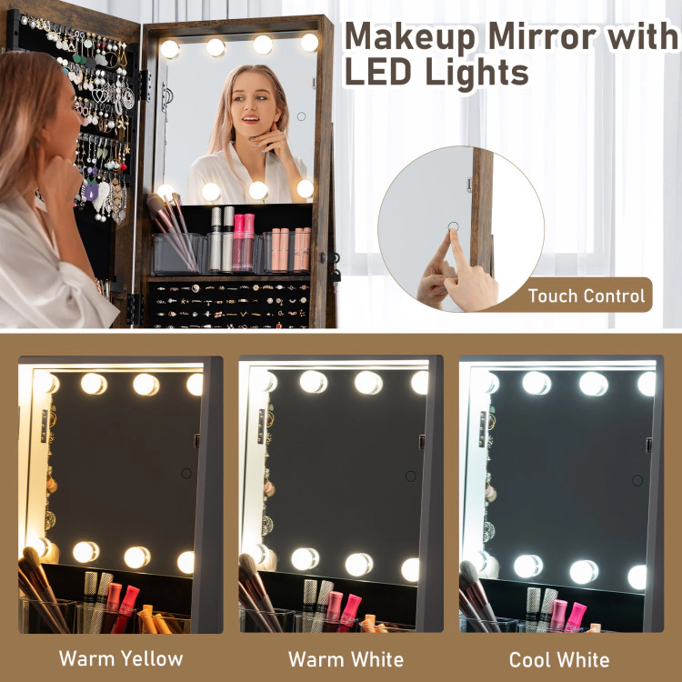 Hivvago 360 degree Swivel Jewelry Cabinet with Full Length Mirror