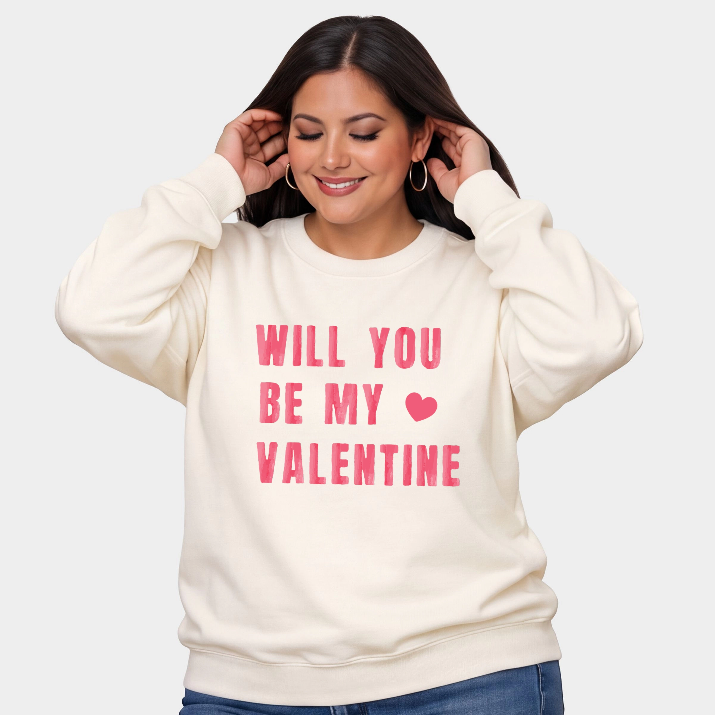 Simply Sage Market - Women's Plus Sized Graphic Sweatshirt Be My Valentine Watercolor
