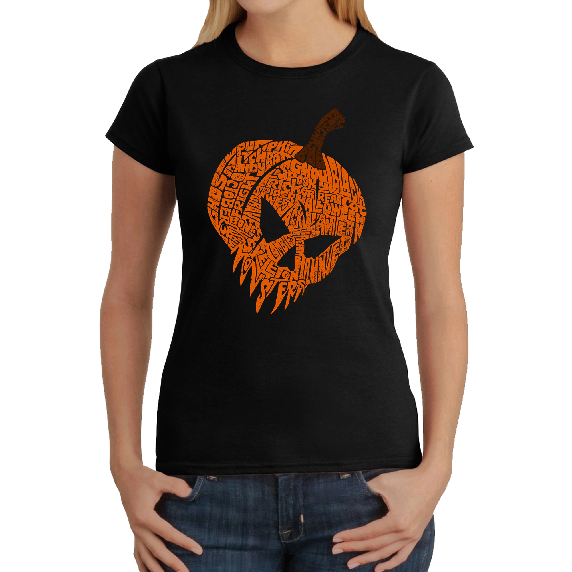 LA Pop Art Women's Word T-Shirt - Evil Pumpkin