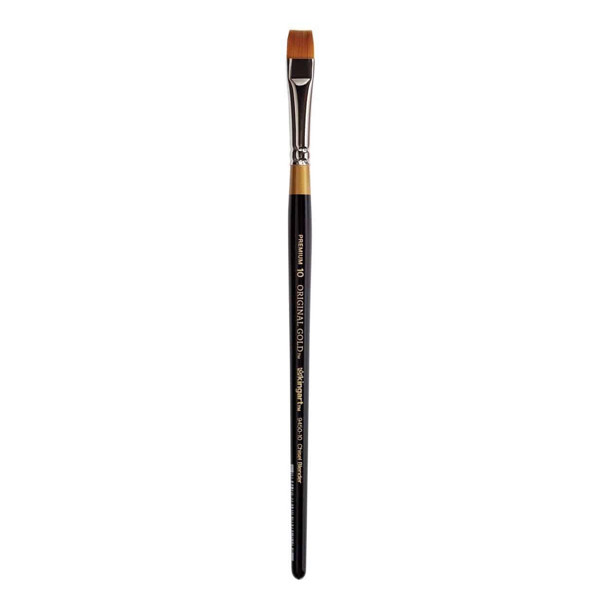 KINGART Original Gold 9450 Chisel Blender Golden Taklon Brush - Short Handle